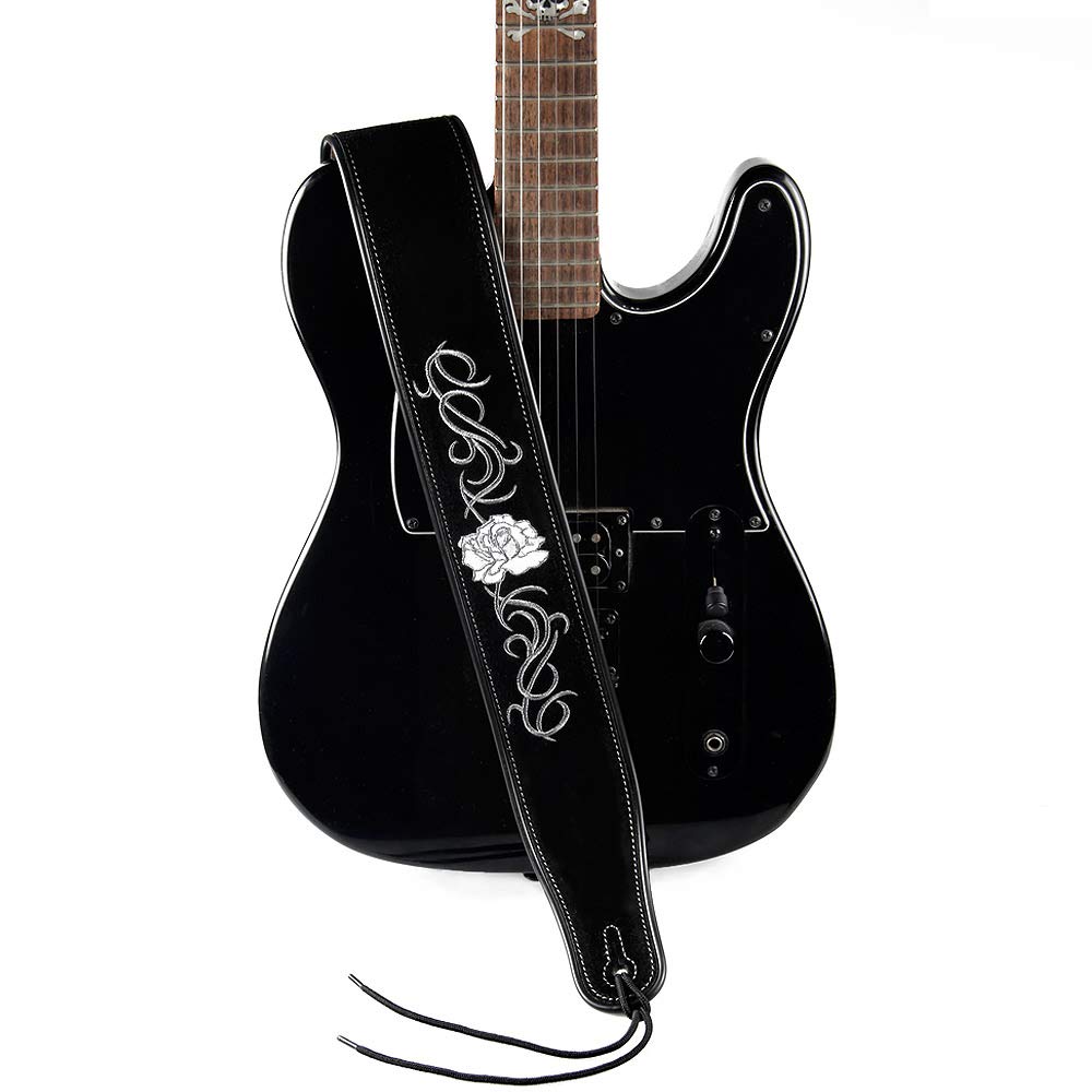 YUEKO Cowhide Guitar Strap Soft Comfable Durable Electric Guitar Strap Bass Strap Adjustable Acoustic Guitar Belt Width 7cm (Y22