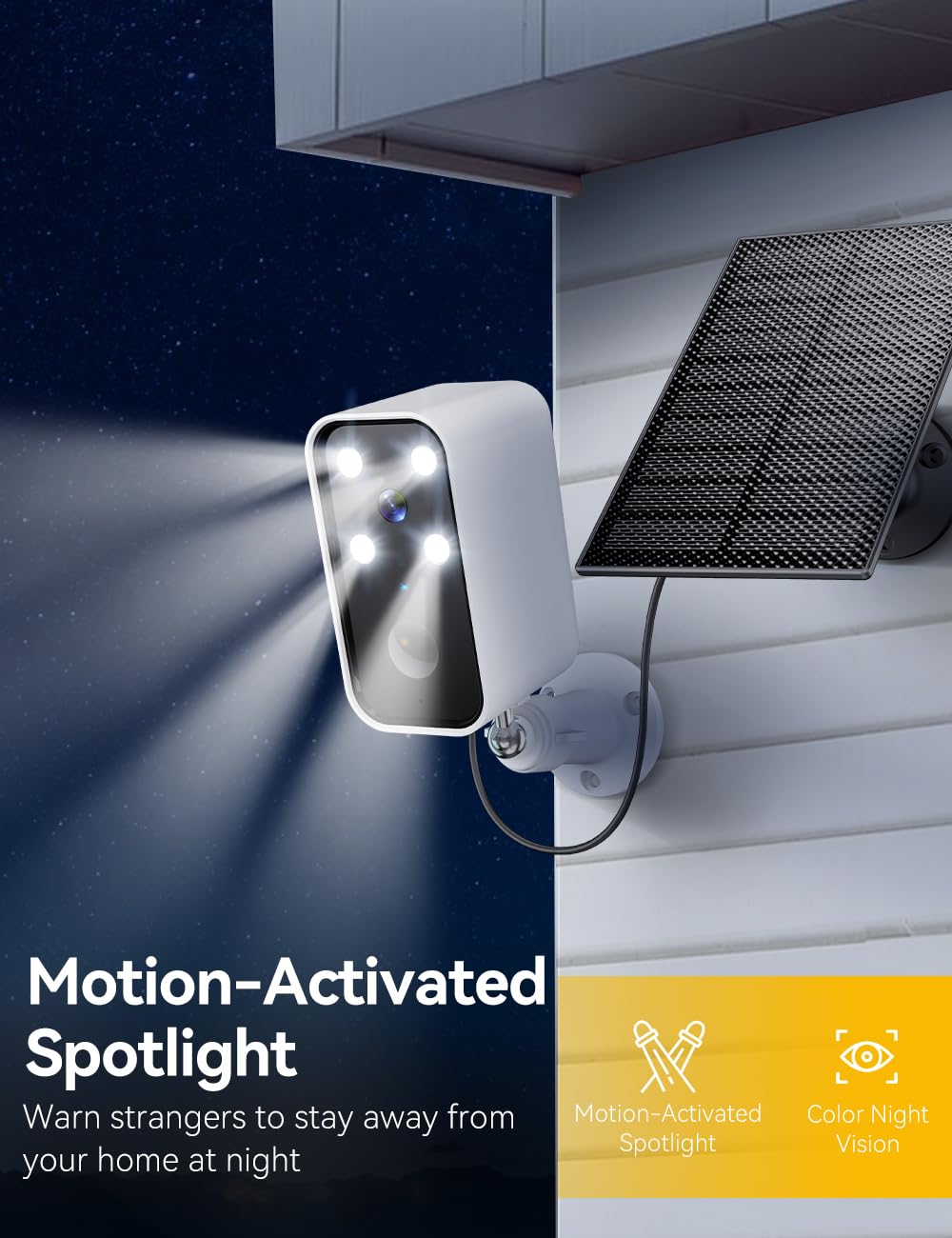 3 Link Solar Camera Outdoor Wireless, Battery Security Cameras With Solar Panel For Home Security, No Monthly Fee, Motion Detect