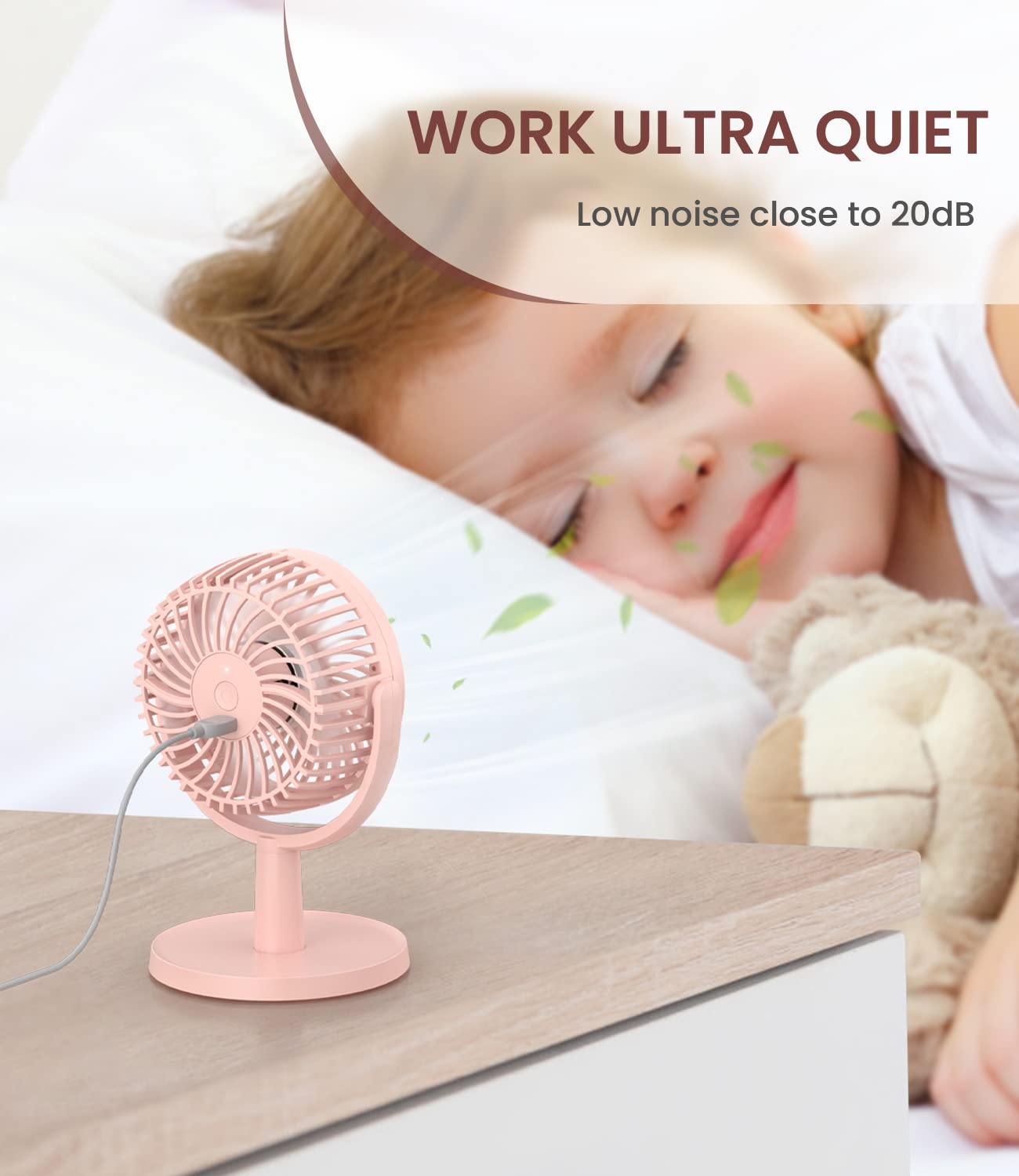 Small Personal Usb Powered Fan With 4 Speeds, Portable Desk Fans With 310 Rotation, Mini Powerful Table Fans, Ultra Quiet Air Co