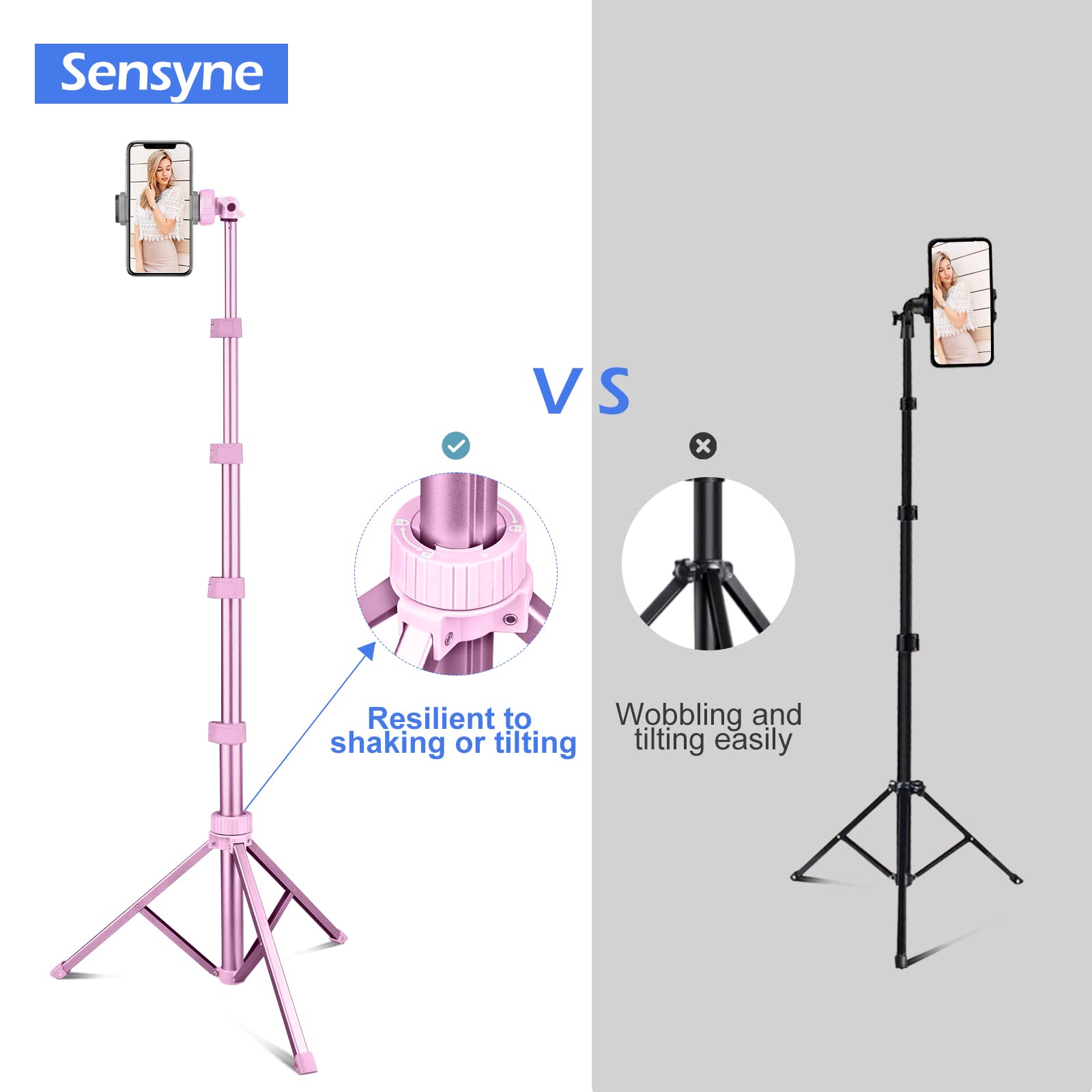 Sensyne 62 Phone Tripod & Selfie Stick, Extendable Cell Phone Tripod Stand With Wireless Remote And Phone Holder, Compatible Wit