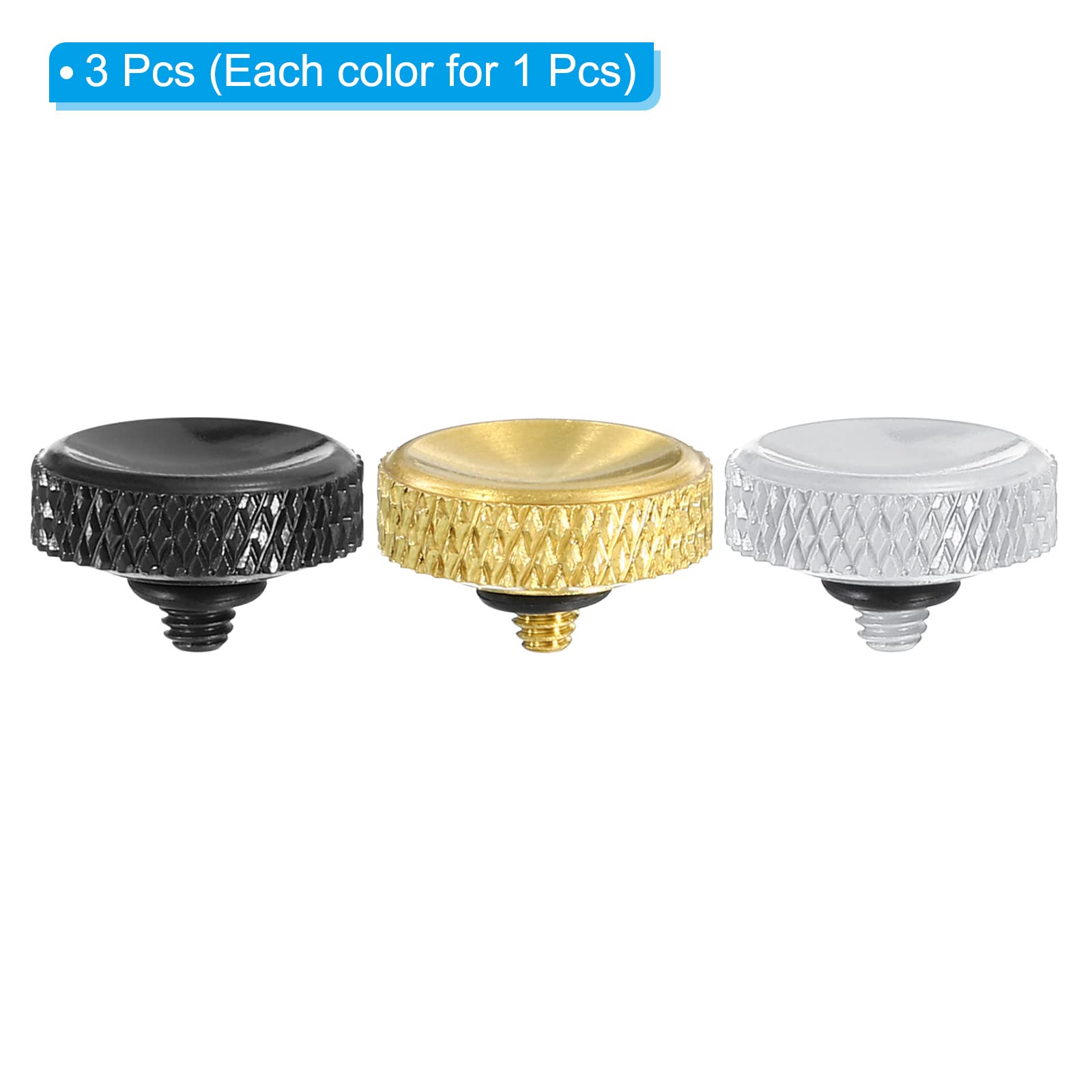 Patikil Camera Shutter Button, 3 Pack Soft Shutter Release Button Pure Copper Camera Button Carved, Silver Black Golden For Niko