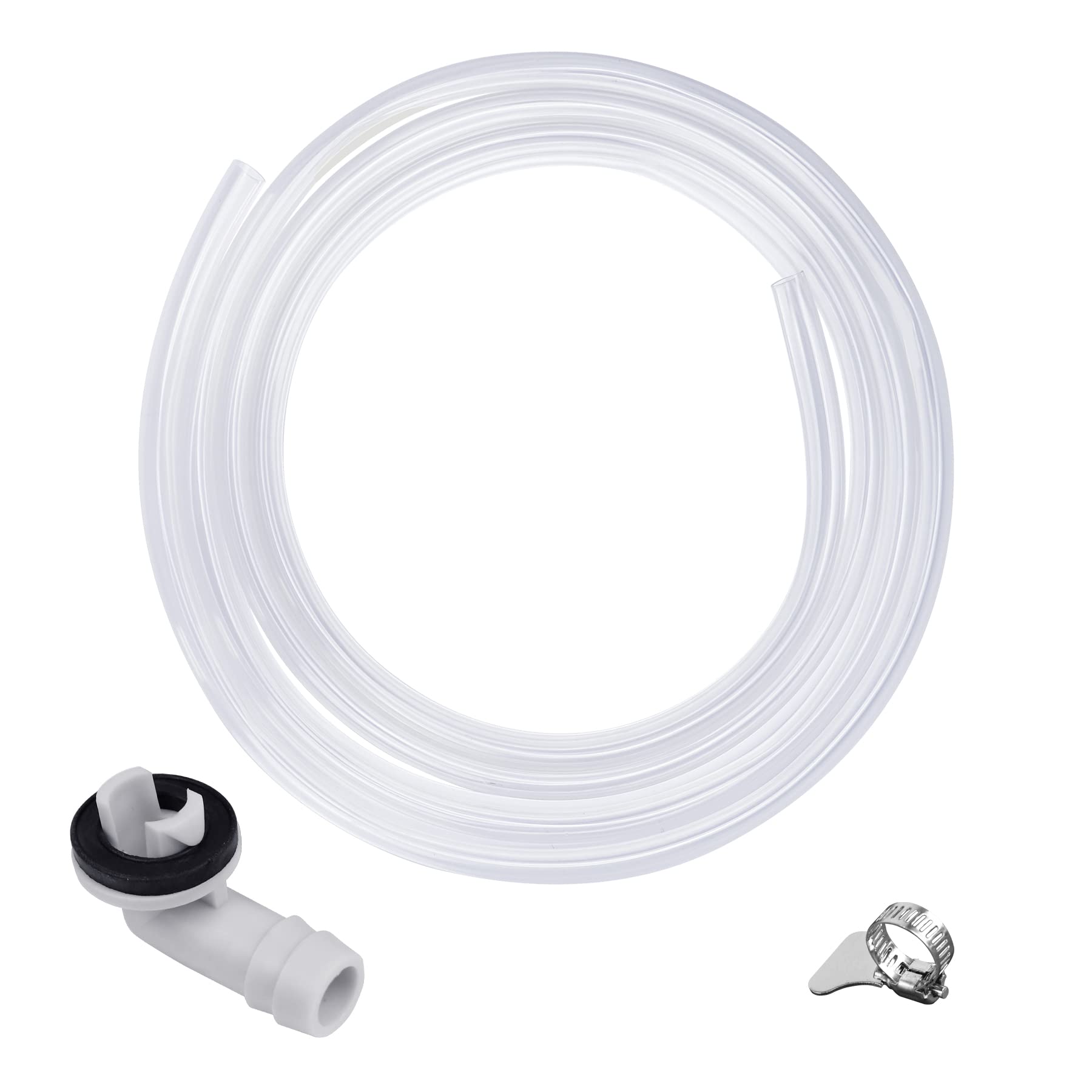 Flehomo Air Conditioner Drain Kit, 3 Feet Pvc Clear Vinyl Tubing & Clamps & 3/5 Inch Ac Drain Hose Connector Elbow Fitting With