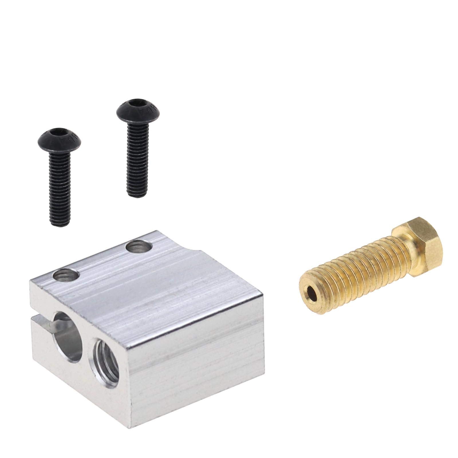 Micro Traders 3D Printer Part Each 5Pcs Aluminum Heater Blocks 5Pcs 0.4Mm Brass Nozzle Compatible With E3D V6 Volcano 1.75Mm Fil