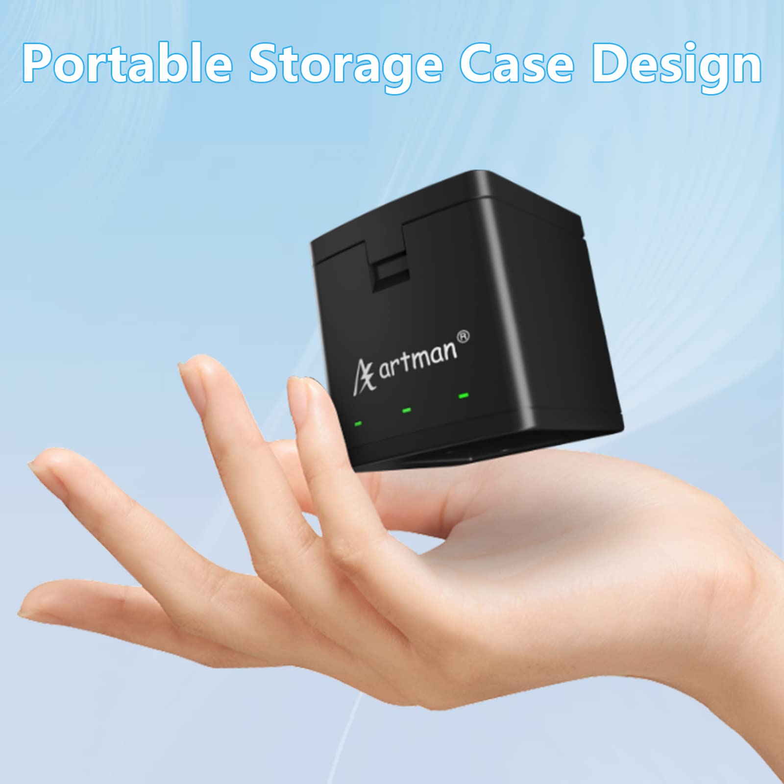 Artman Replacement Batteries 1800Mah (2 Pack) For Gopro Hero 12, Hero 11, Hero 10, Hero 9 Black And 3 Channel Quick Charger, Ful