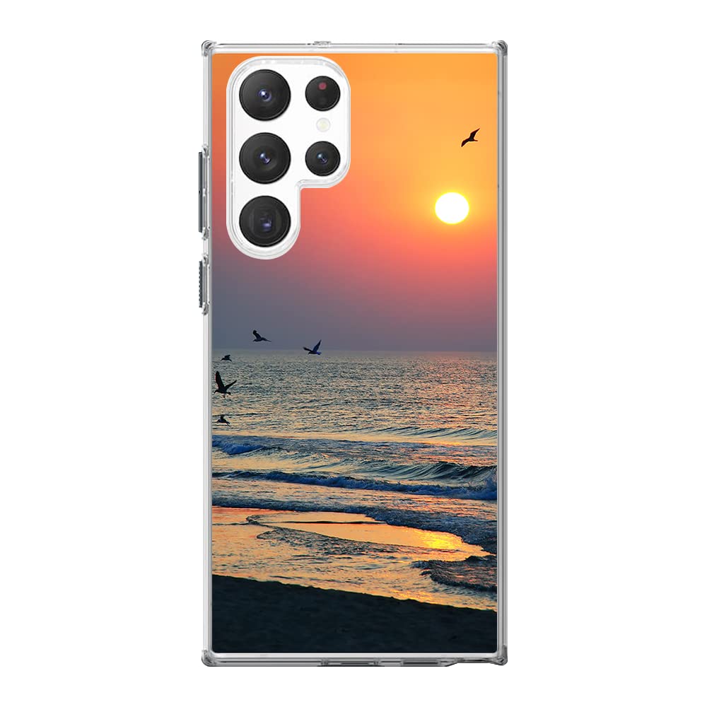Blingy'S Samsung Galaxy S23 Ultra Case, Fun Sunset Beach Ocean Design Nature Landscape Scenic Style Soft Tpu Protective Case Com
