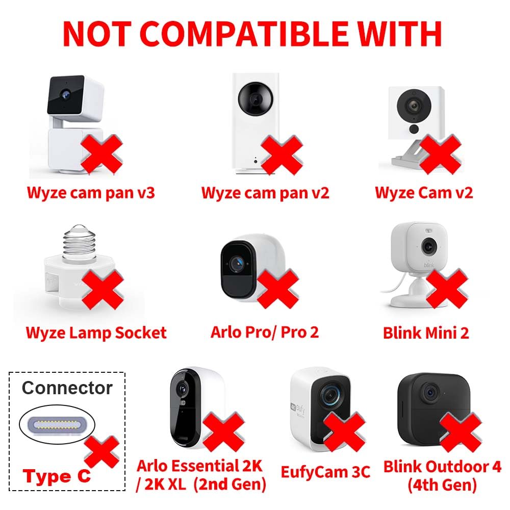 Dianmu 26Ft Power Cord With Adapter For Wyze Cam V3/V4/Og/V3 Pro, Blink, Simplisafe,Arlo Essential,Kasa,Weatherproof Power Exten