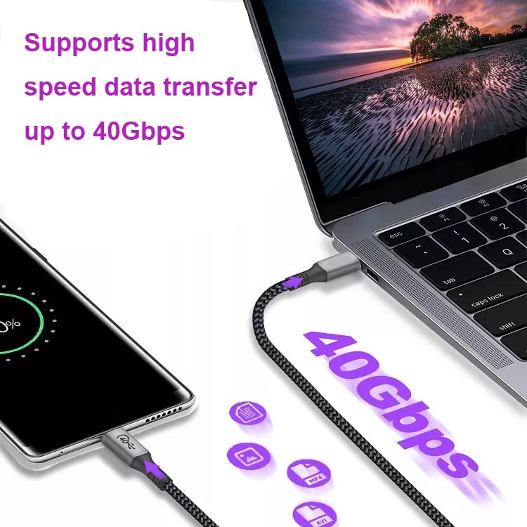 Usb4 Thunderbolt 4 Cable 40Gbps 8K Video And 240W Charging Full Featured Usb C Cable Compatible With Thunderbolt 3 For Macbook P