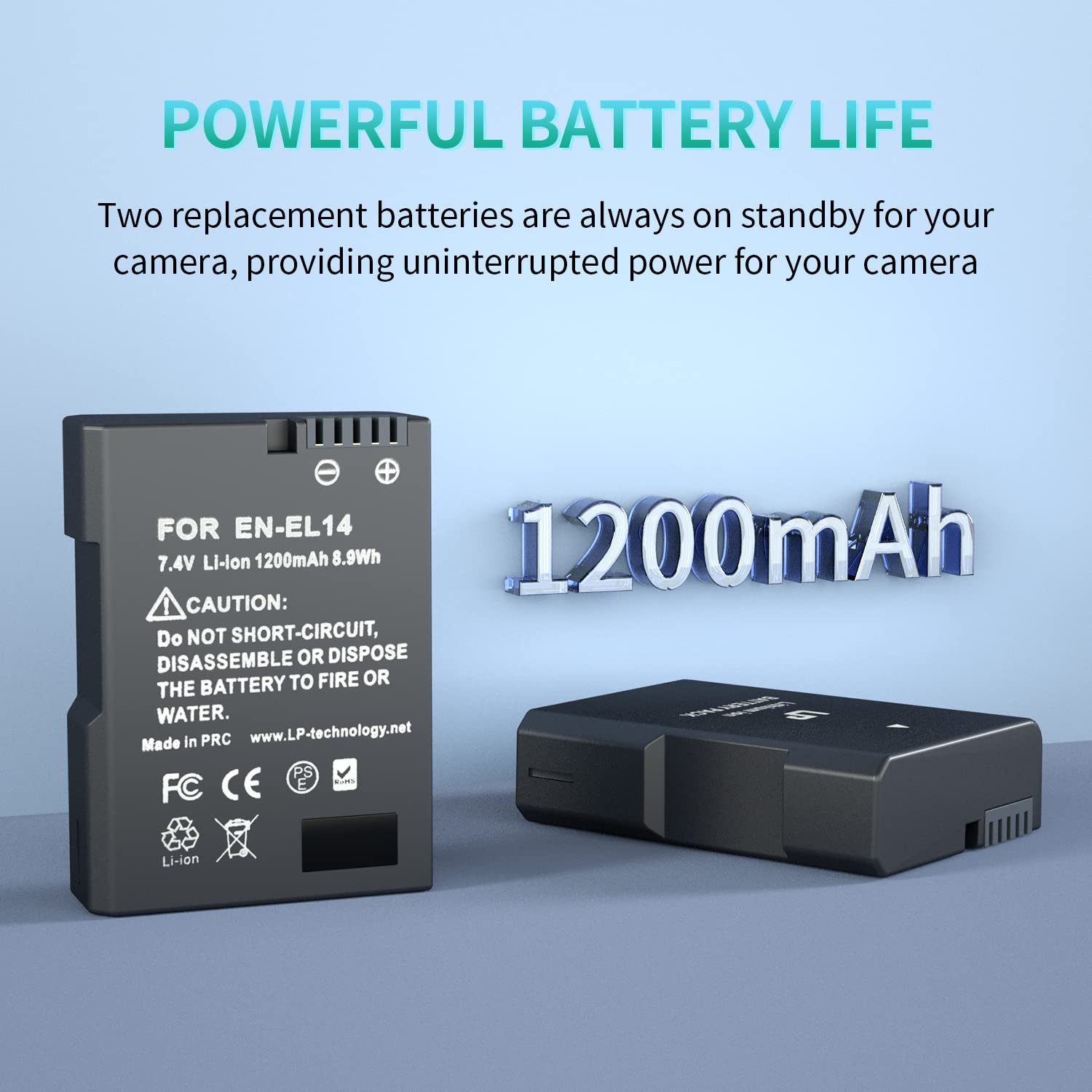 En El14 Battery Pack, Lp 2 Pack En El14A Replacement Battery, Compatible With D3500, D5600, D3300, D5100, D5500, D3100, D3200, D