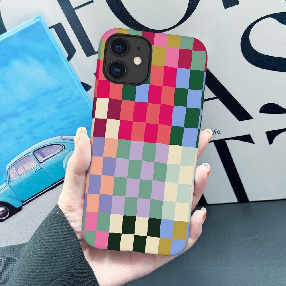 Seized Case Compatible With For Iphone 12,Colorful Checkerboard Phone Case For Girl Women Boy Men,Durable Protection Case For Ip