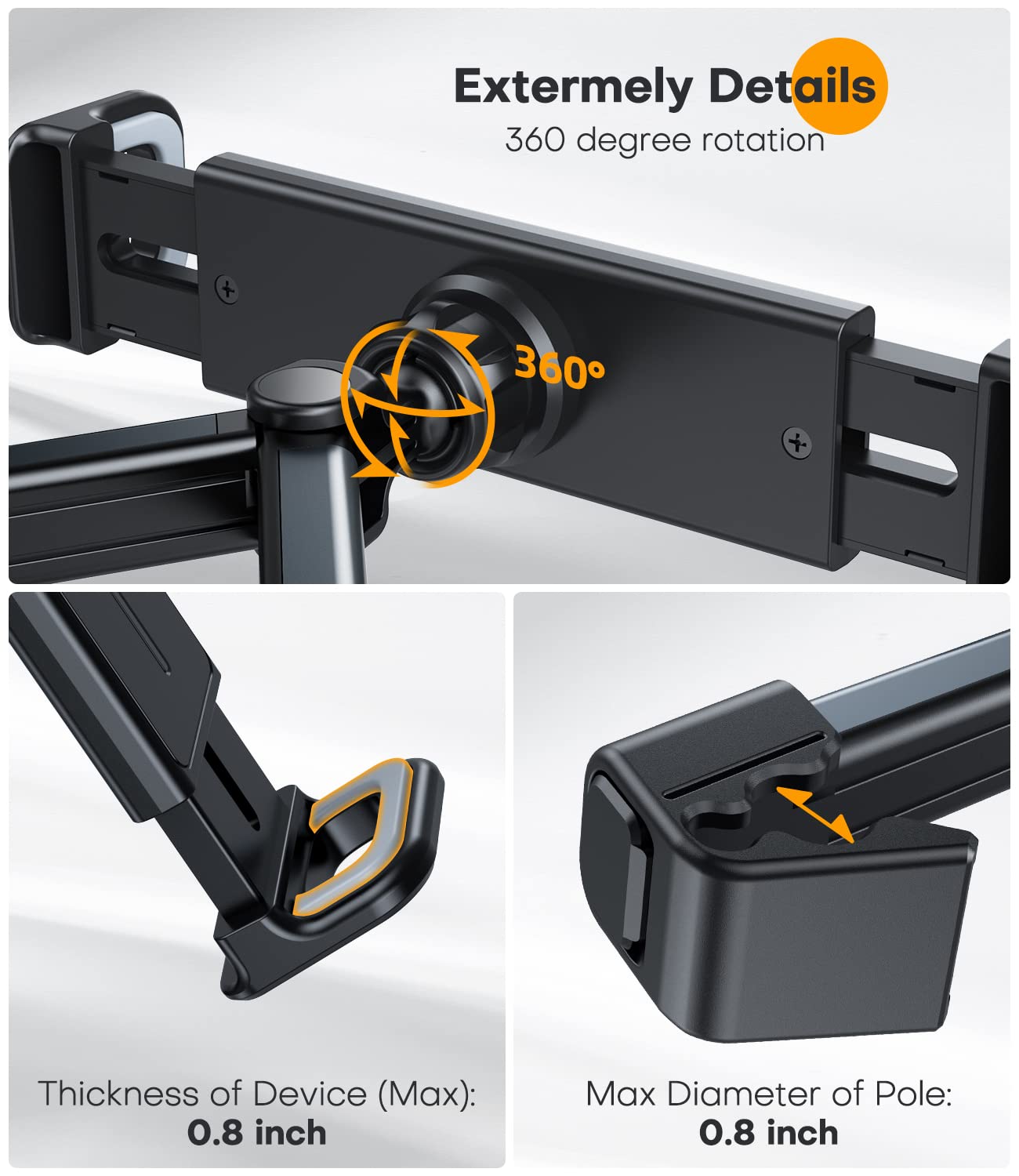 Mibhuvan Universal Car Headrest Tablet Holder For Ipad, Iphone, Samsung, Other 4.7 13'' Devices