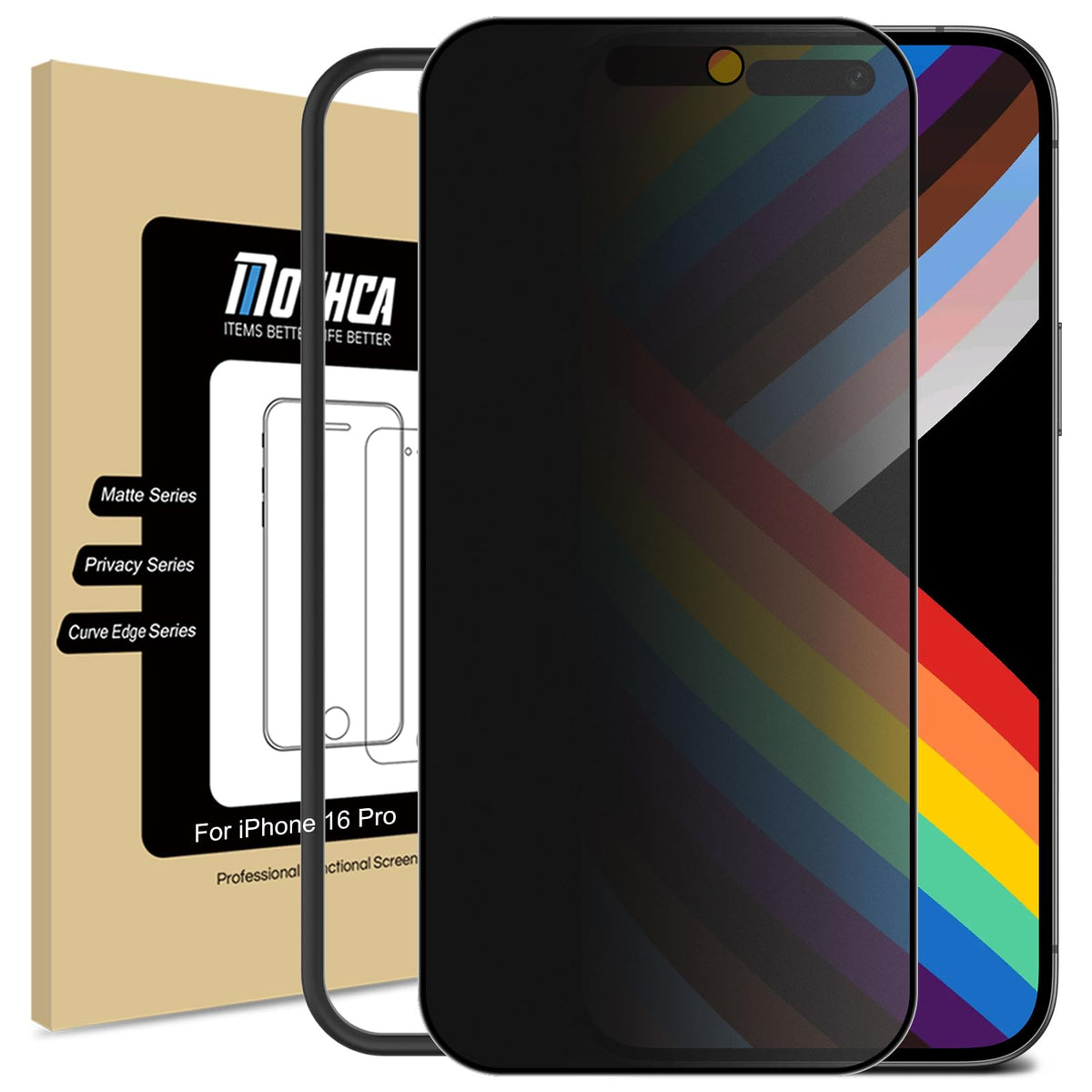 Mothca Matte Privacy Screen Protector For Iphone 16 Pro [6.3 Inch] With Easy Installation Tool, Anti Spy Anti Glare Full Coverag