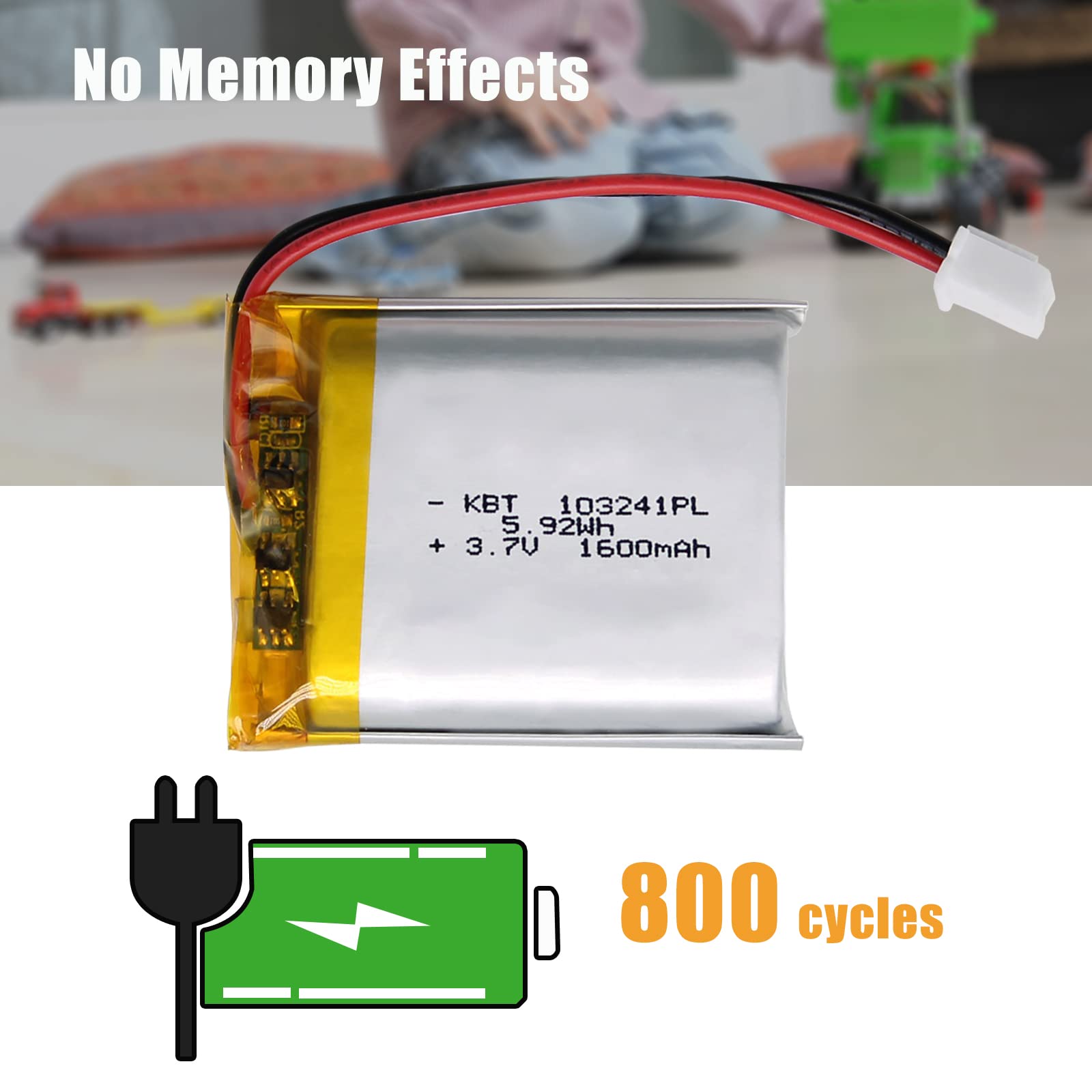 Kbt 3.7V 6000Mah Li-Polymer Battery: 906090 Lipo Rechargeable Lithium-Ion Replacement Batteries With Ph 2.54 Jst Connector For A