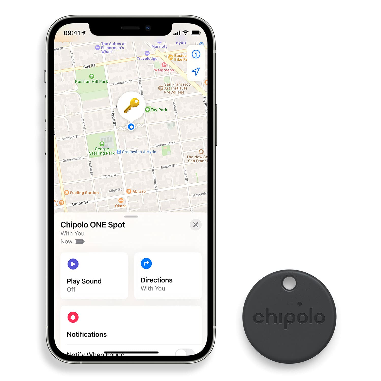 Chipolo One Spot   4 Pack   Finder, Bluetooth Tracker   Works With The Apple Find My App (Only For Ios) (Almost Black)