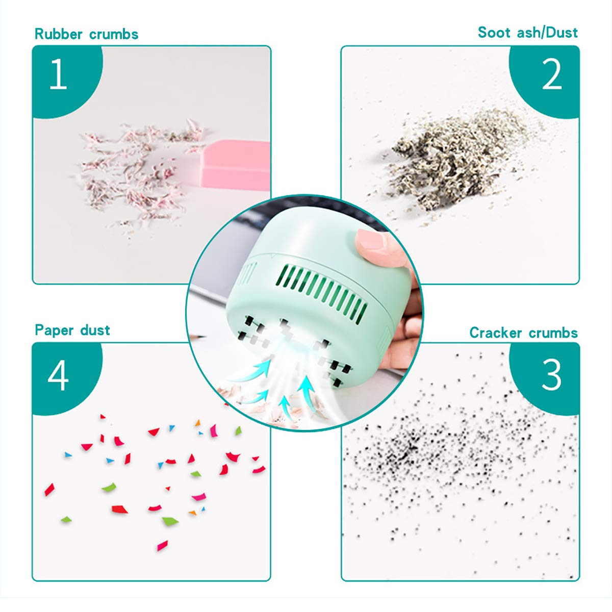 Isuperb Desktop Vacuum Cleaner Portable Keyboard Sweeper Mini Crumb Vacuum Cleaner Table Food Rubber Crumb Dust Remover Cleaner