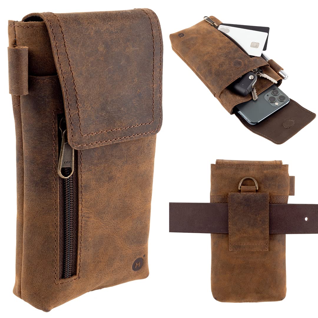 Leather Phone Holster   Genuine Full Grain Buffalo Leather Cell Phone Holsters   7    H X 3.5'' W Leather Cell Phone Holster For