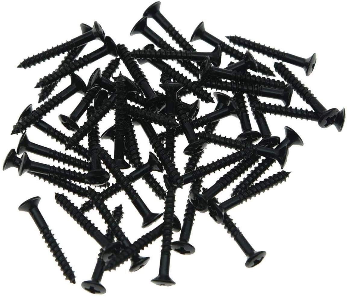 50pcs Guitar Humbucker Pickup Ring Mounting Screws Pickup Frame Surround Screws for Les Paul SG Black