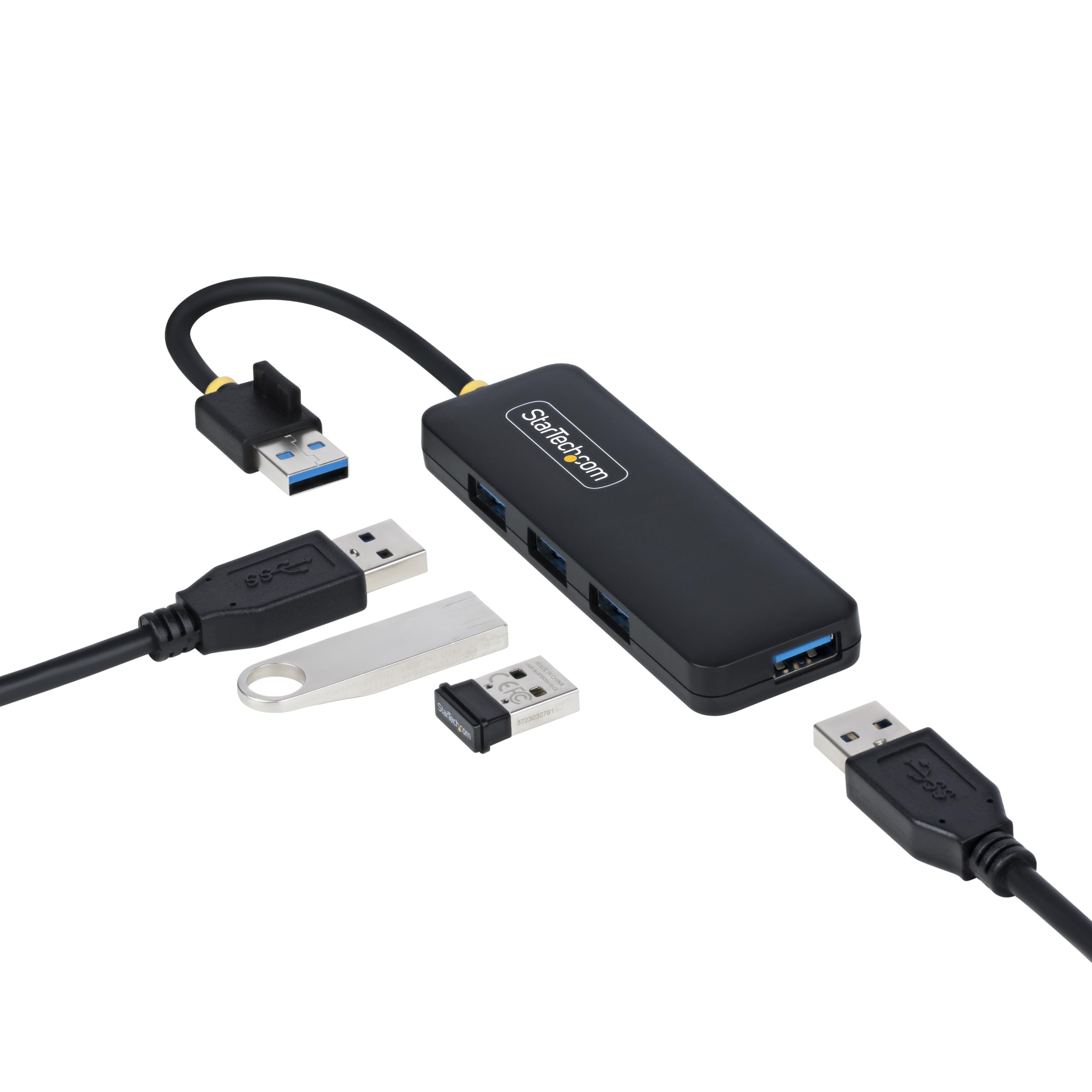 StarTech.com 4-Port USB-A Hub, USB 3.0 (5Gbps) Data Transfer, Bus Powered, Travel Mini Hub, Portable Multi-Port USB Splitter, Wi