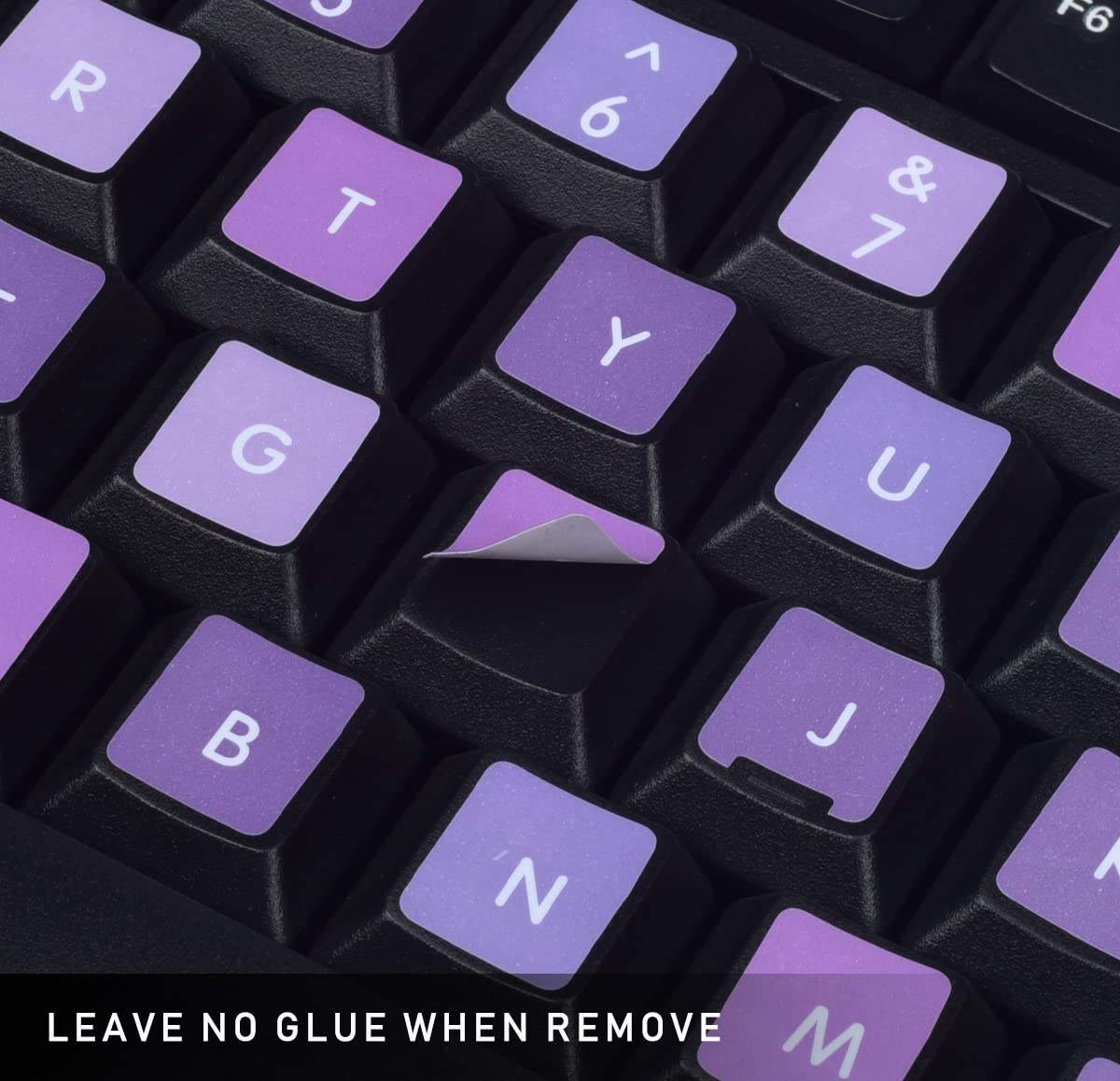 2Pcs English Keyboard Stickers With Tweezer, Universal Keyboard Sticker Purple Background With White Lettering Keyboard Letters