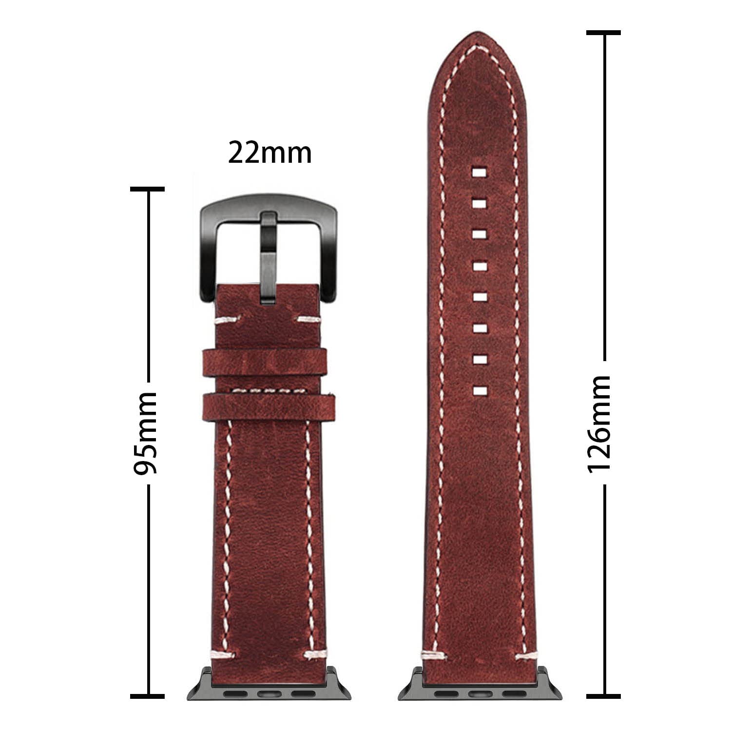 Botomall Compatible With Apple Watch Band 41Mm 40Mm 38Mm Series 9 8 7 Se 6 5 4 3 2 1,Premium Soft Top Leather With Classic Buckle Replacement Straps For Iwatch