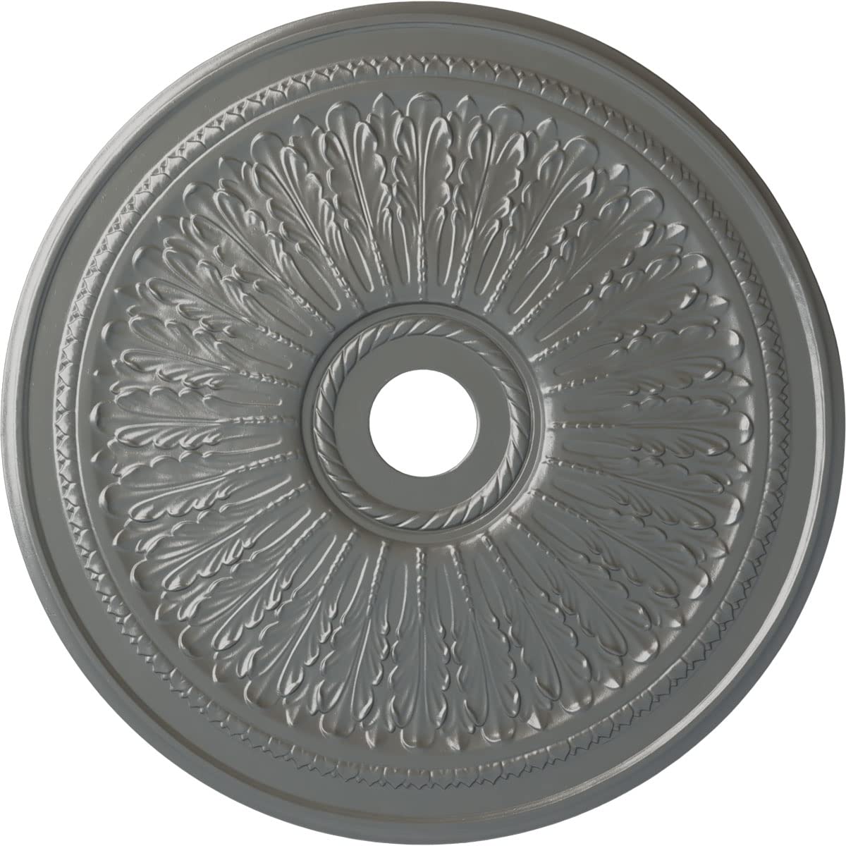 Ekena Millwork Cm29Oasls Oakleaf Ceiling Medallion, 29 1/8''Od X 3 5/8''Id X 1''P, Hand Painted Silver