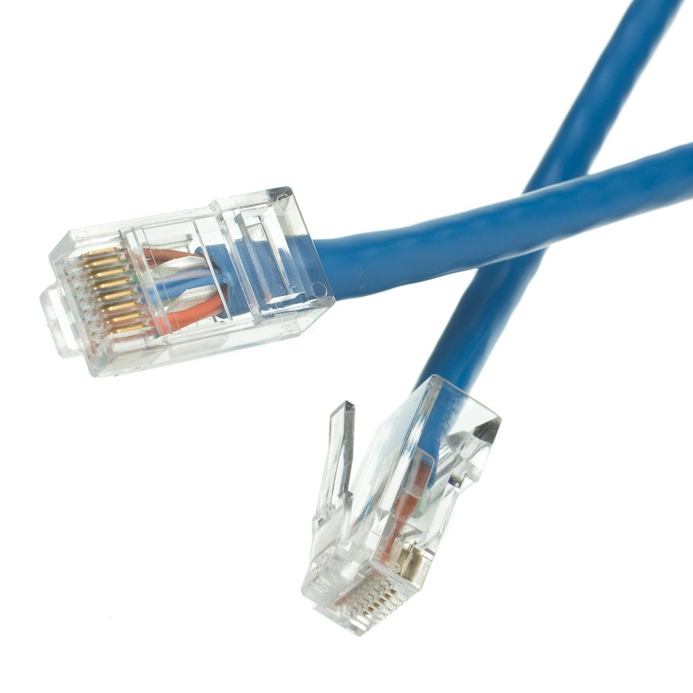Cablewholesale 1 Foot Cat6 Blue Ethernet Patch Cable, Bootless, 24Awg Network Cable With Rj45 Gold Plated Connector, 4 Pair Stra