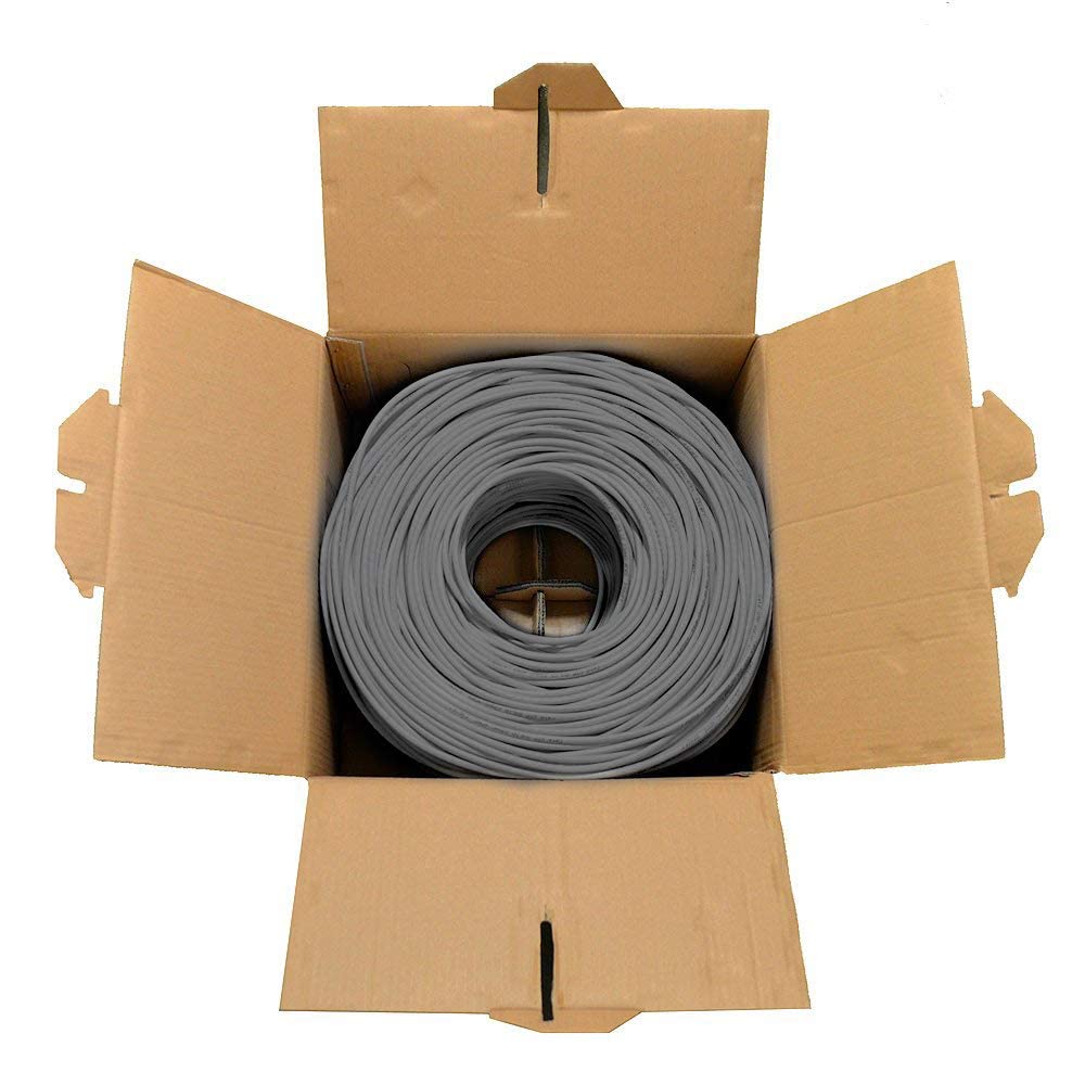 Cat6 1000Ft Solid Utp 23Awg Ethernet Grey Cable 550Mhz Bulk Network Lan Rj45 Cca Wire 1000 Ft Pull Box Cat 6 (Gray)