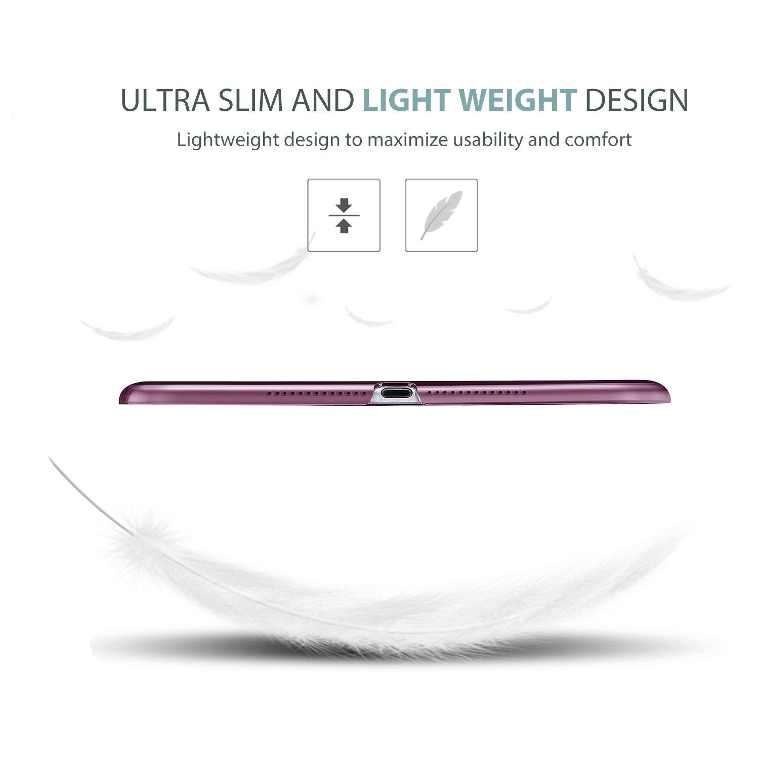 Procase Smart Case For Ipad 9.7 Inch Ipad 6Th/5Th Generation Case 2018 2017(Model: A1893 A1954 A1822 A1823), Ultra Slim Lightweight Stand Case With Translucent Frosted Back Smart Cover  Purple