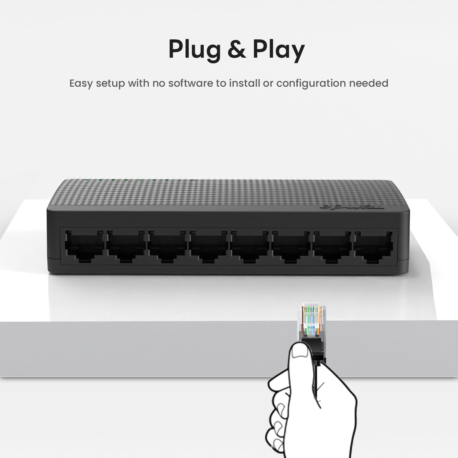 Tenda Sg108, 8 Port Gigabit Switch, Unmanaged Home Ethernet Switch, Office Ethernet Splitter, Plug & Play, Plastic Case, Desktop