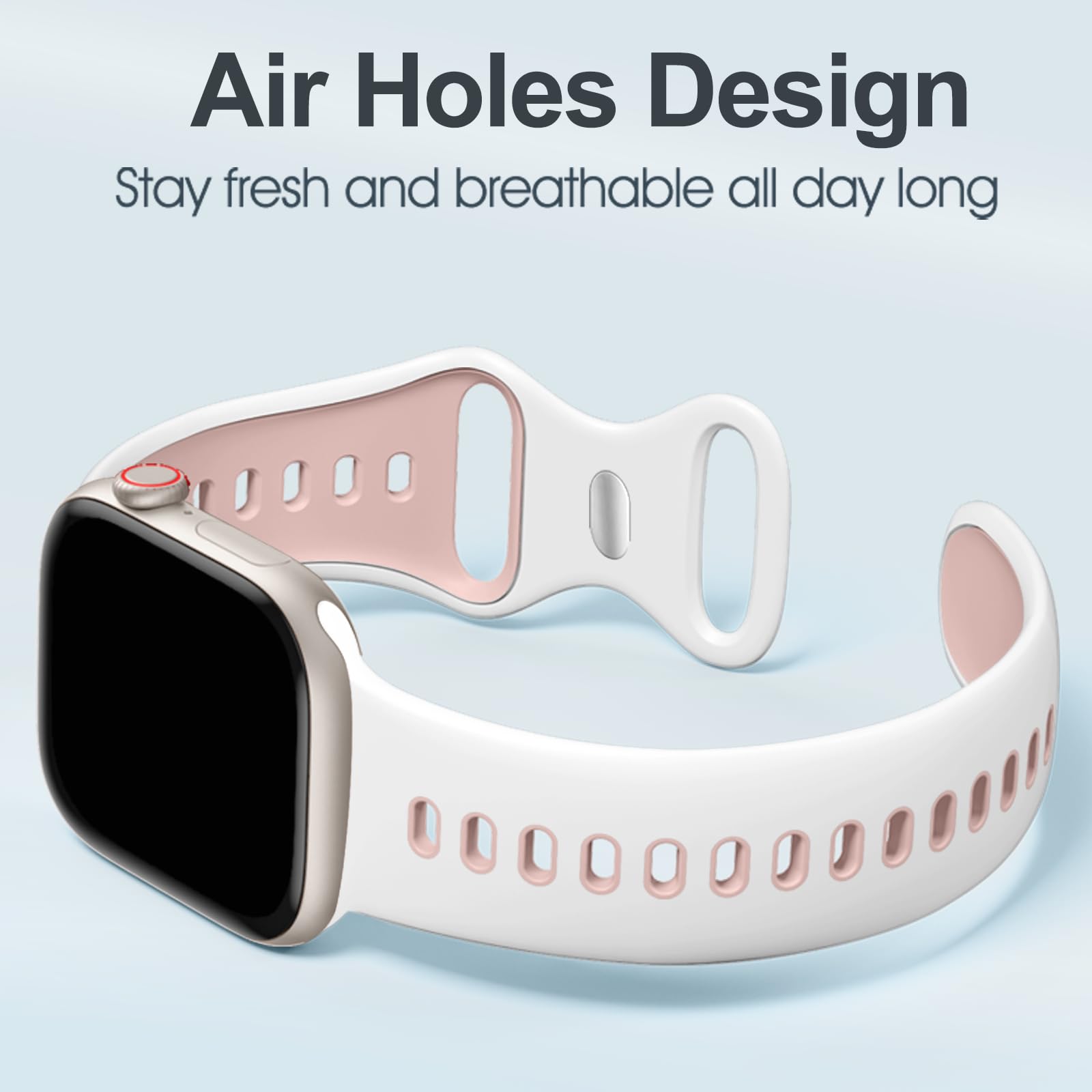 Witzon Silicone Band Compatible With Apple Watch Bands For Women 42Mm 41Mm 40Mm 38Mm, Soft Sport Strap Breathable Smart Watches