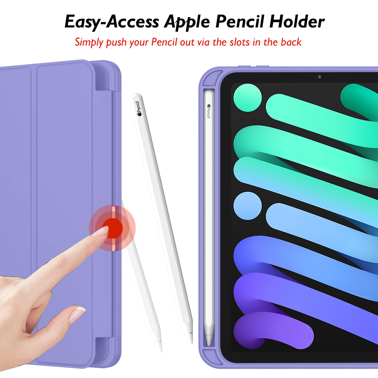 Imieet Ipad Mini 7 Case 2024 (A17 Pro), Ipad Mini 6 Case (8.3 Inch,2021 Model), Ipad Mini 7Th/6Th Generation Case With Pencil Holder, Trifold Stand Smart Case With Soft Tpu Back,Slate Blue