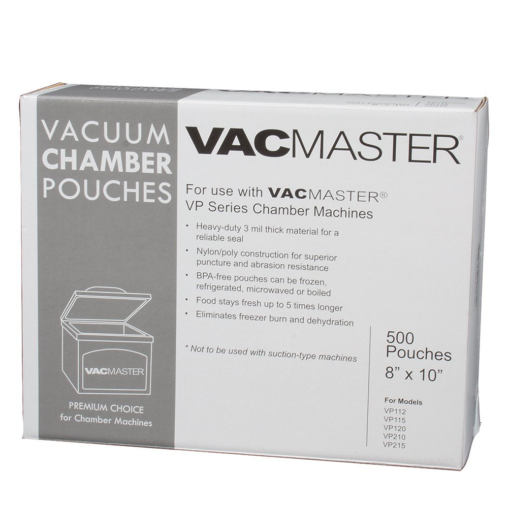 Vacmaster 40722 3 Mil Vacuum Chamber Pouches, 8 Inch By 10 Inch, 500 Per Box
