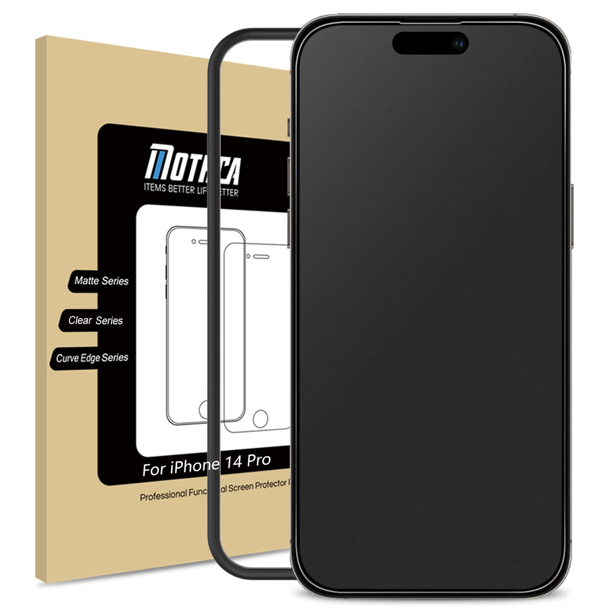 Mothca Matte Glass Screen Protector For Iphone 14 Pro Anti Glare & Anti Fingerprint Tempered Glass Clear Film Case Friendly Easy