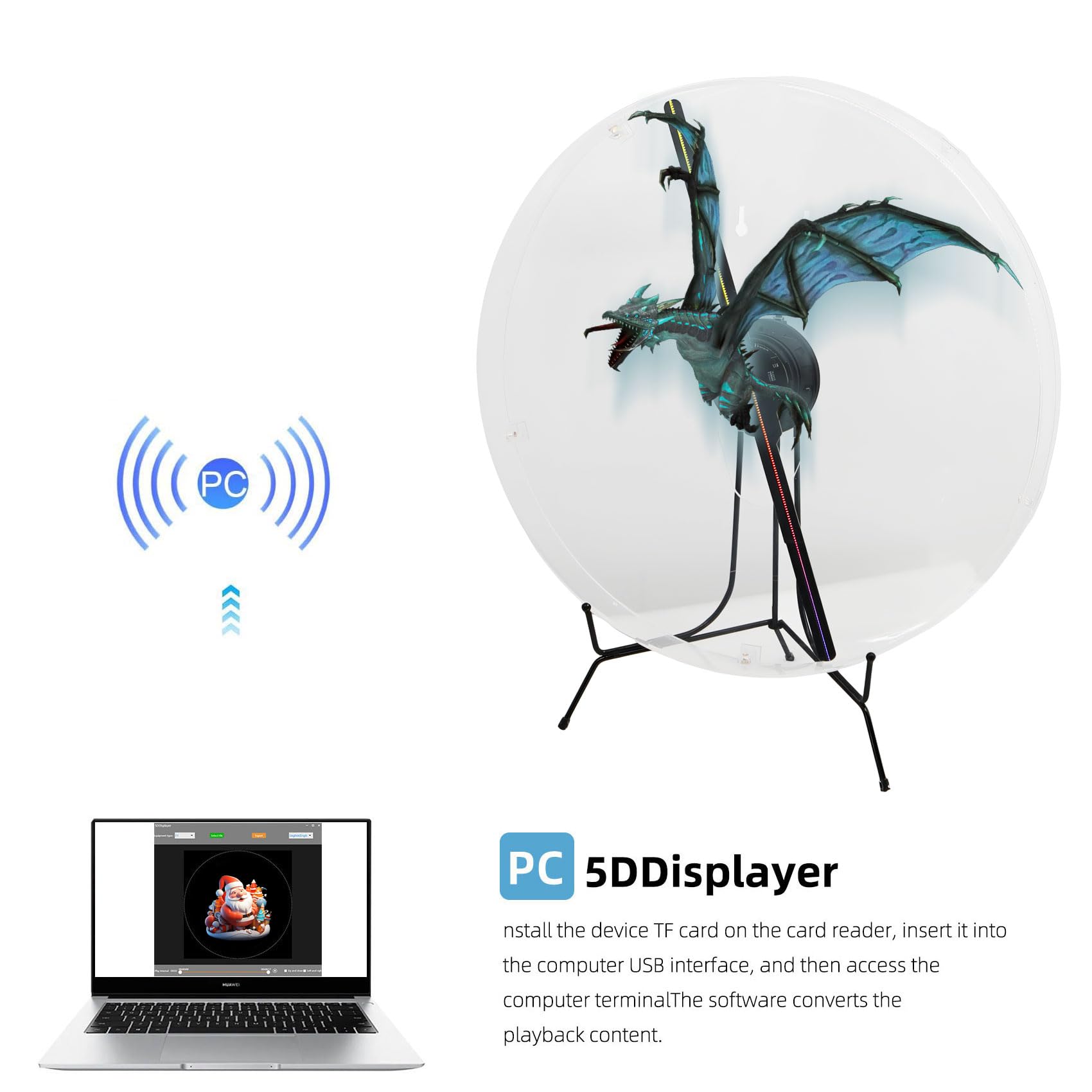3D Hologram Fan With Cover, 3D Hologram Projector Hd Led Advertising Display With Remote And Bluetooth And Wifi,700 Video Librar