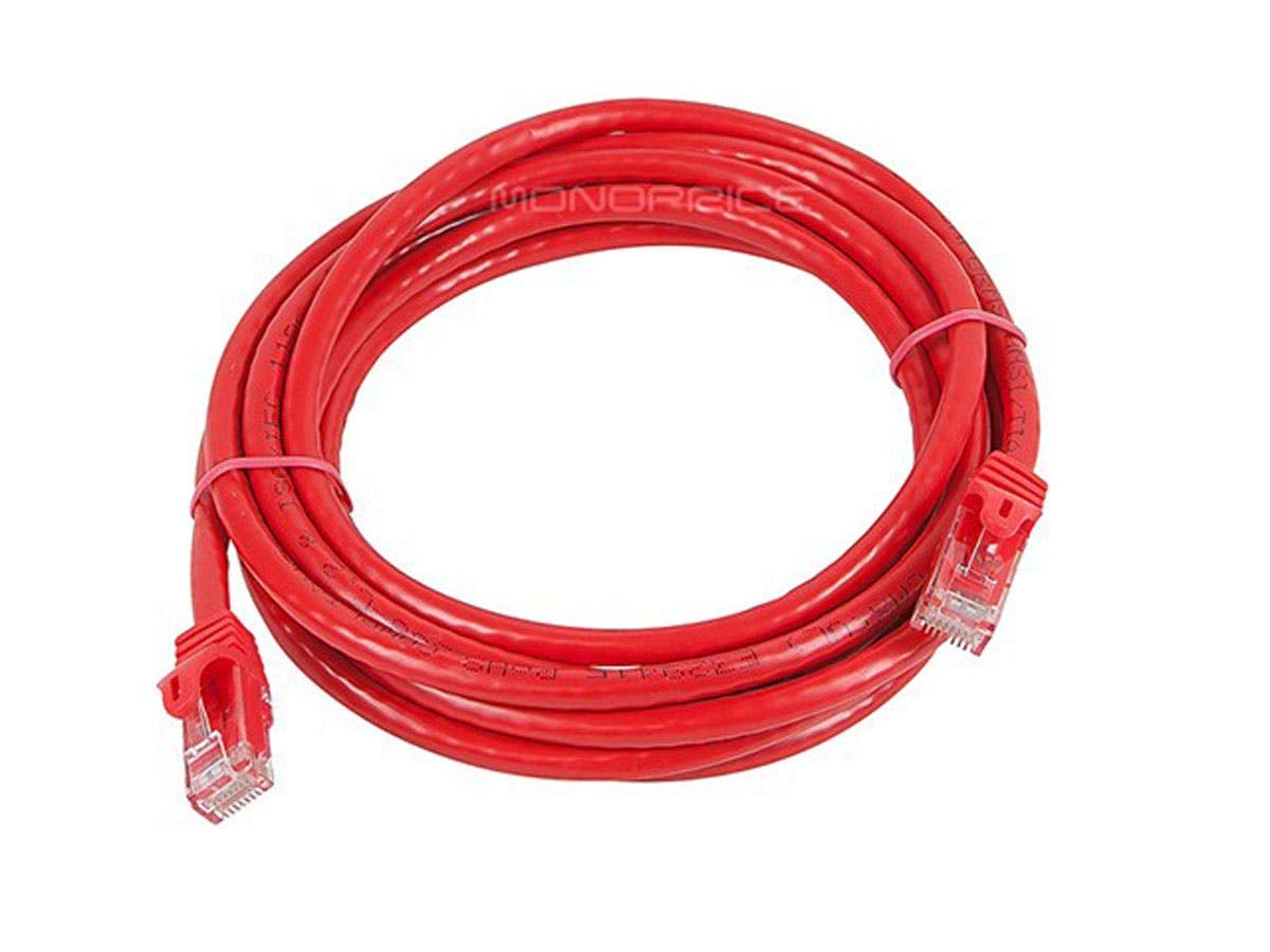 Monoprice Cat6 10Ft Red Patch Cable Utp 24Awg 550Mhz Pure Bare Copper Snagless Rj45 Flexboot Series Ethernet Cable