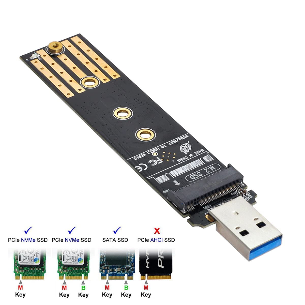 Nfhk Usb 3.0 To Nvme M Key M.2 Ngff Sata Ssd External Pcba Case Conveter Adapter Rtl9210B Chipset