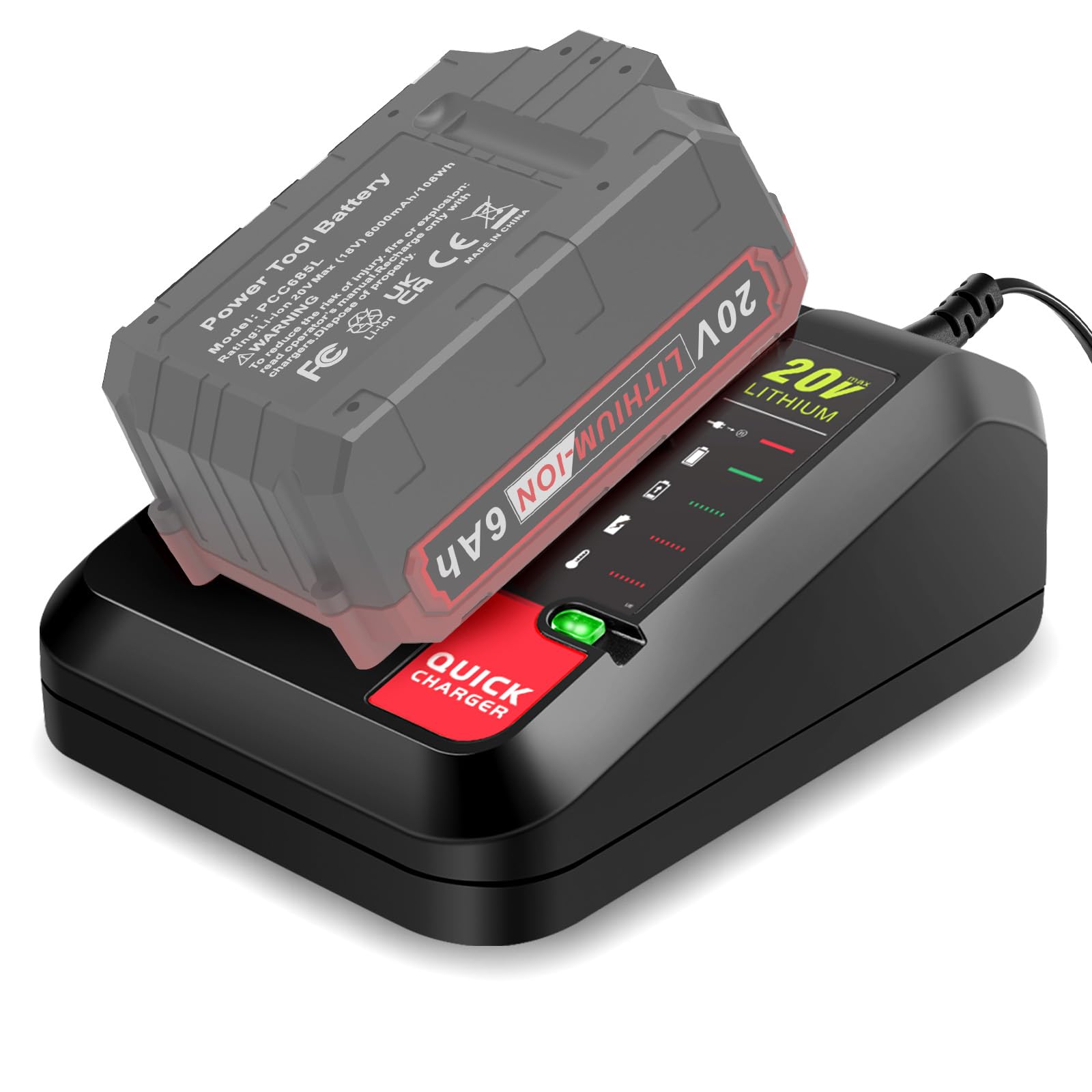 Pengjbatter Pcc692L 20V Fast Charger For Black And Decker 20V Lithium Battery & Porter Cable 20 Volt Battery, Compatible With Lb