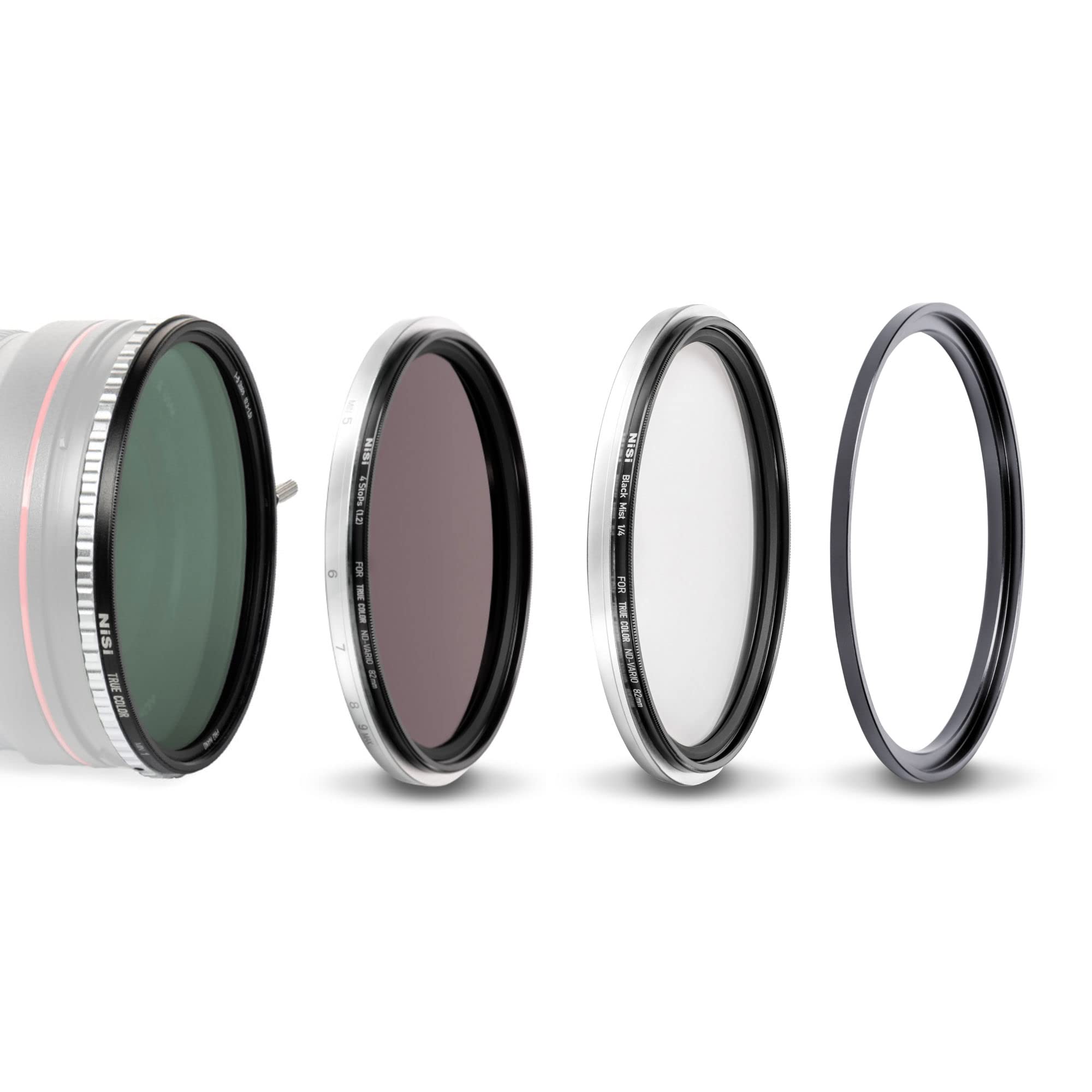 NiSi - 82mm Swift System VND Mist Kit, 1-5 Stop True Color Variable Neutral Density Filter, Swift Adapter Ring, Two Friction-Mou