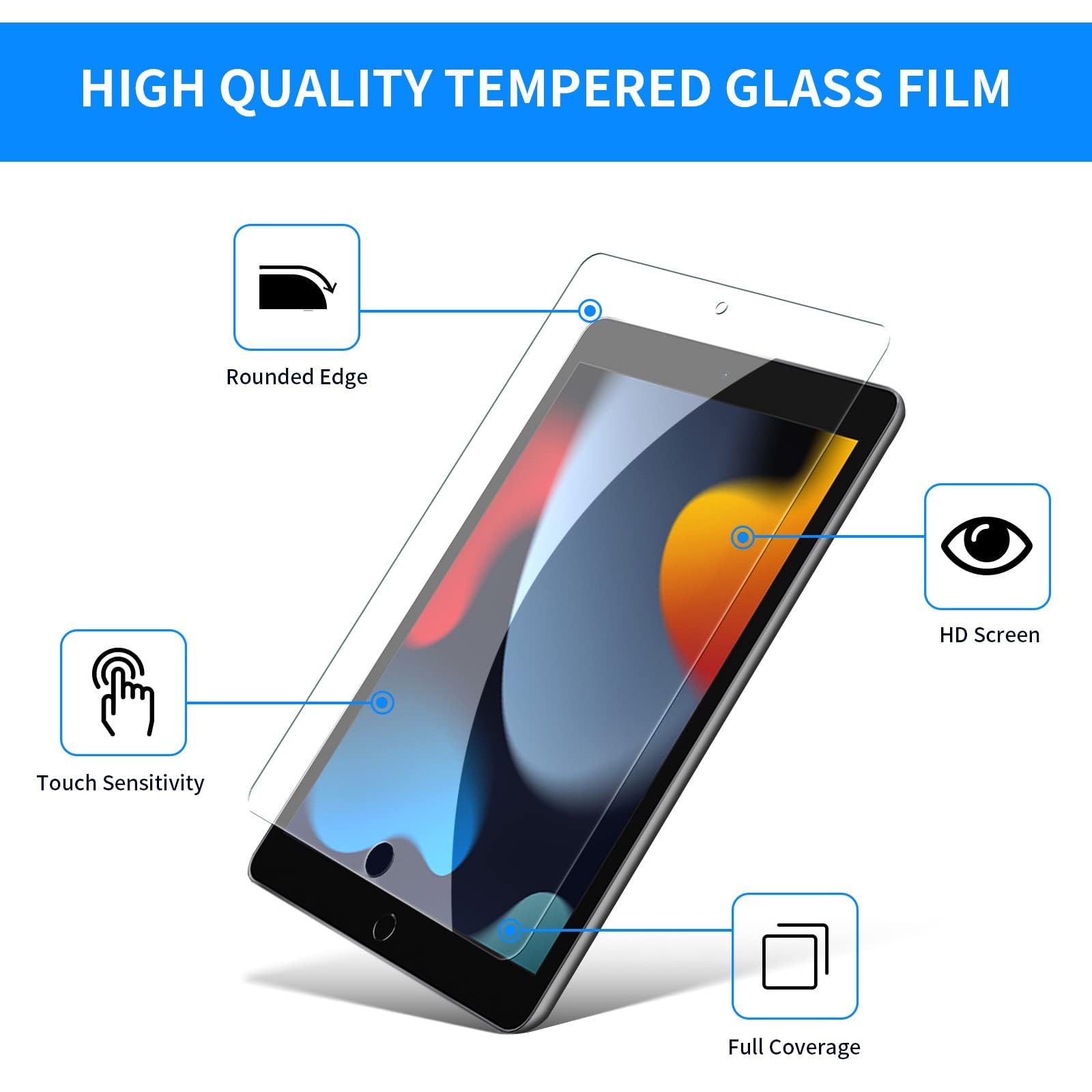 Avakot 2 Pack Screen Protector For Ipad 10.2, Tempered Glass Film Compatible With Ipad 9Th Generation 10.2 Inch 2021/2020/2019 A