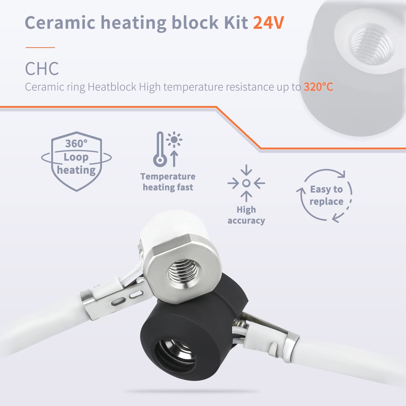 24V Chc Ceramic Heater Block Kit Built In Ntc 100K 3950 Thermistor Compatible With Ac Kobra Max Chiron, Ender 3 V2 Pro Ender 5 P