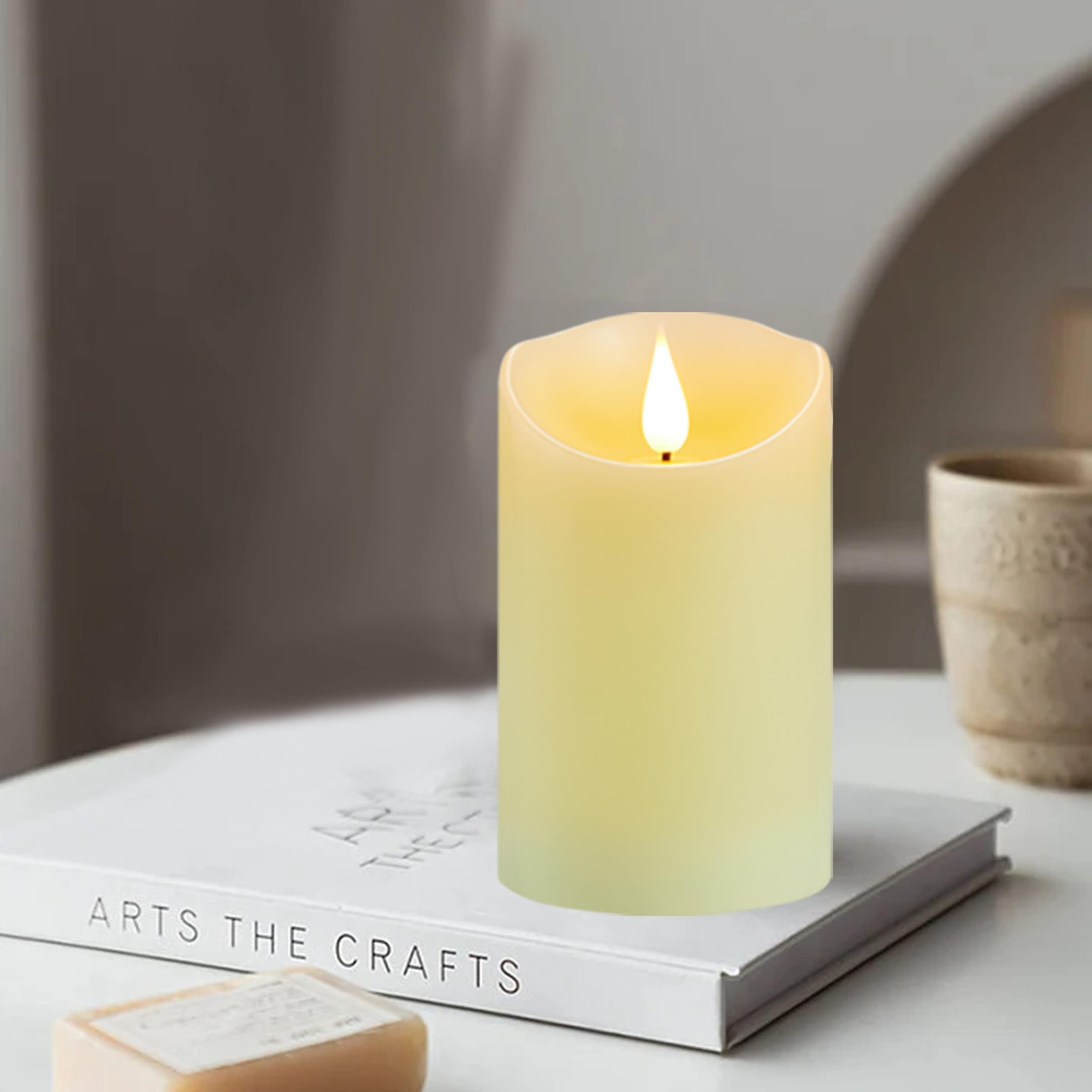 Guluto Flickering Flameless Candles With Rechargeable Battery, Electronic Candles With Remote And Timer, Led Pillar Candles Real