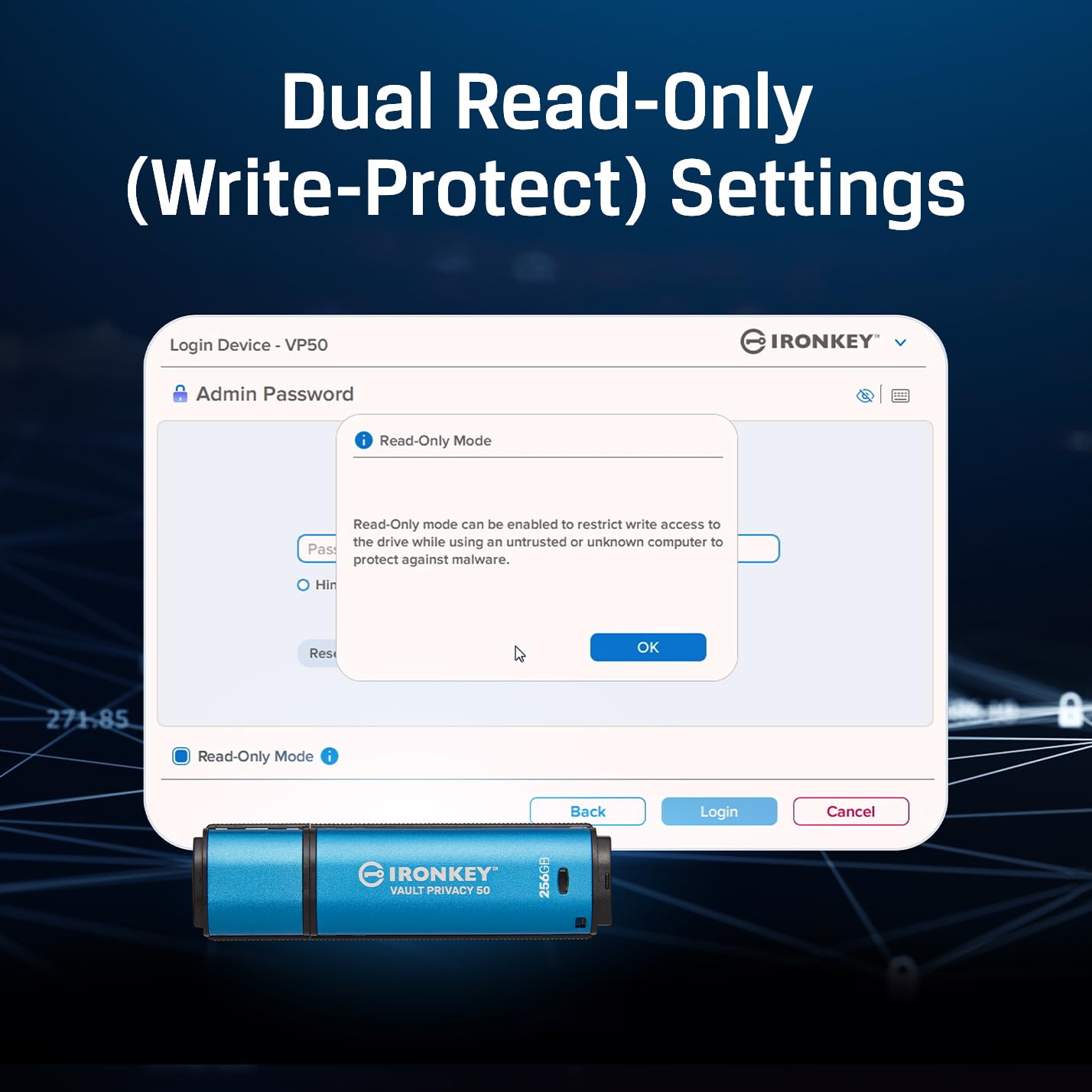 Kingston Ironkey Vault Privacy 50 Usb-C 512Gb Encrypted Flash Drive | Fips 197 Certified | Xts-Aes 256-Bit | Badusb And Brute Fo