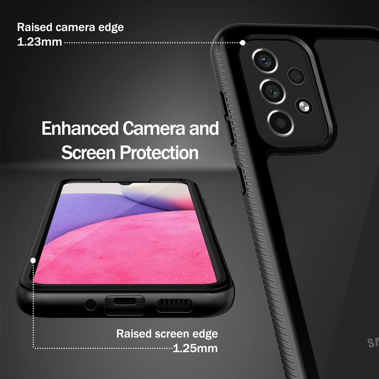 Wahhle Compatible With Samsung Galaxy A33 5G Case, Full Body Protection Phone Cover With Screen Protector Shockproof Tpu Bumper