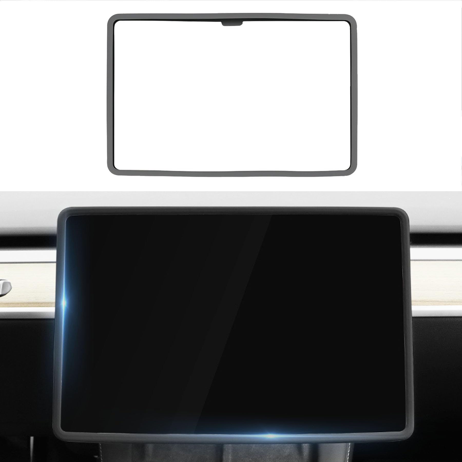 Evfitus For Tesla Model Y 3 Accessories Screen Frame Protector Silicone Center Console Screen Frame Protector