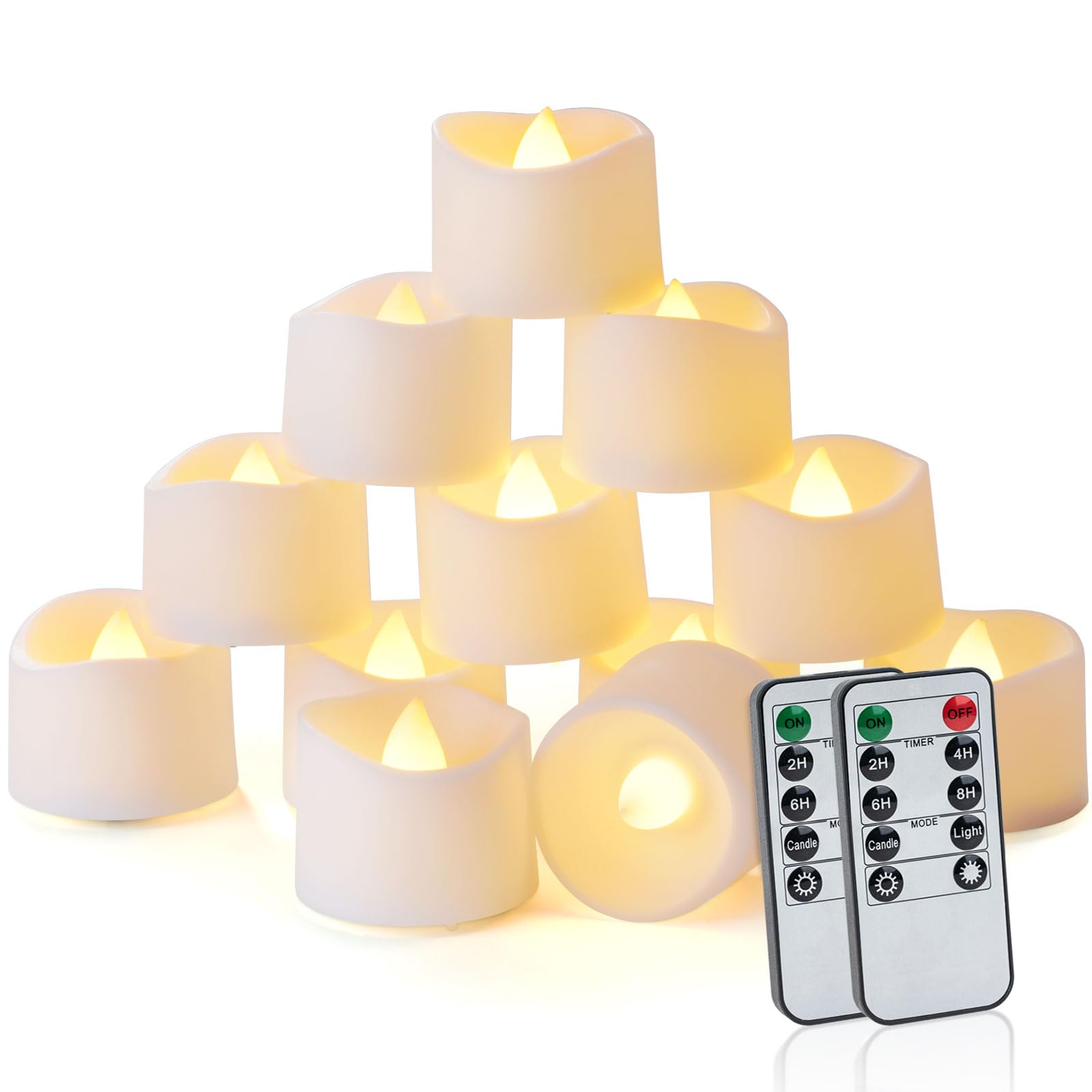 Homemory 24pcs Remote Timer LED Tea Lights Candles, 400+Hours Flickering Flameless Battery Operated Votive Candles for Tabletop 