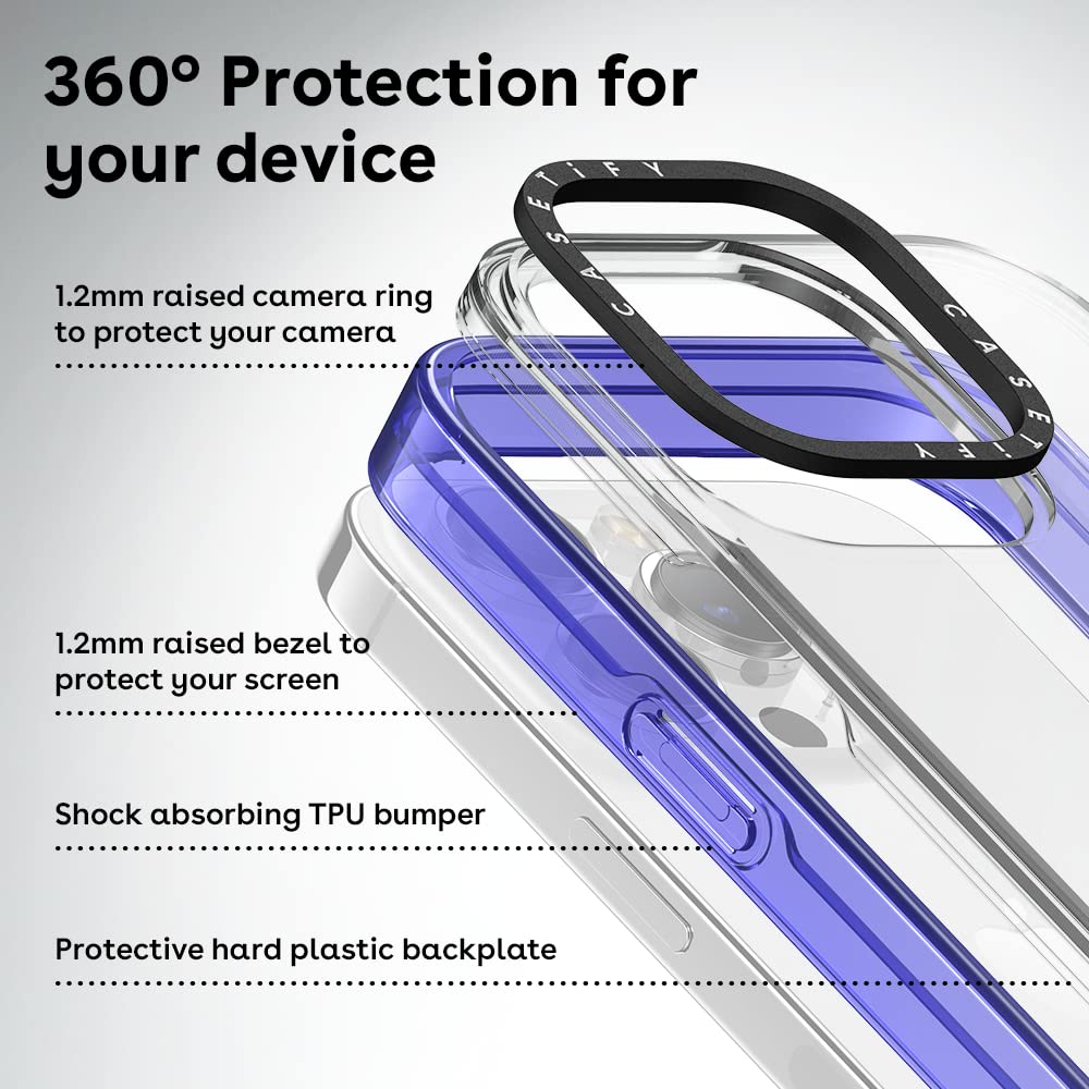 Casetify Compact Iphone 14 Pro Case [2X Military Grade Drop Tested / 4Ft Drop Protection]   Clear Purple