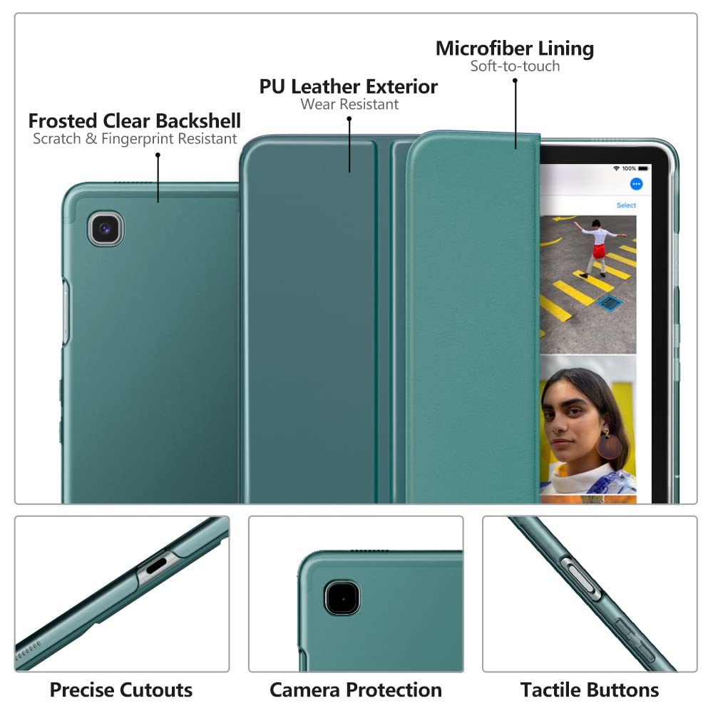 MoKo Case Fit Samsung Galaxy Tab S5e 2019, Ultra Thin Slim Shell Trifold Stand Cover with Frosted Back with Auto Wake and Sleep for Galaxy Tab S5e SM T720/SM T725 2019 Tablet, Midnight Green