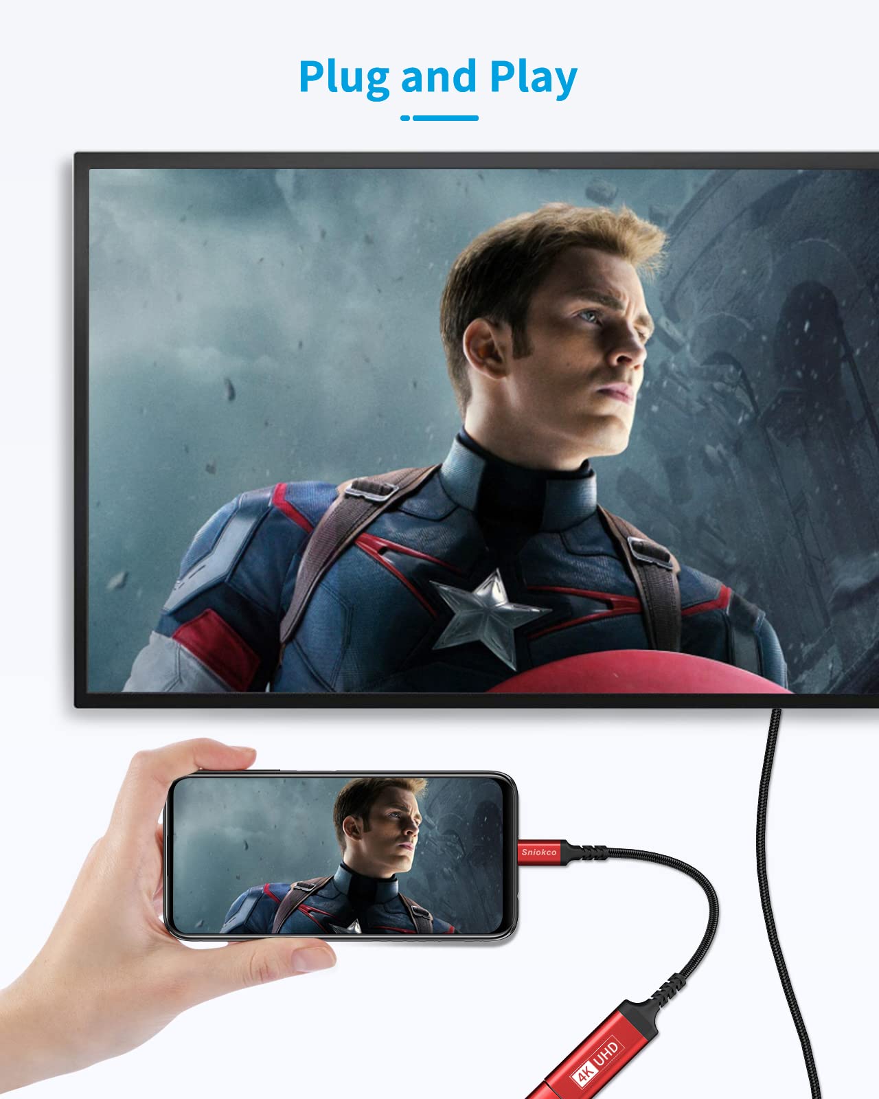 Sniokco 2024 Newest 4K@60Hz Usb C To Hdmi Adapter Cable, High Speed Hdmi To Usb C Converter, Aluminum, Type C Adapter Compatible