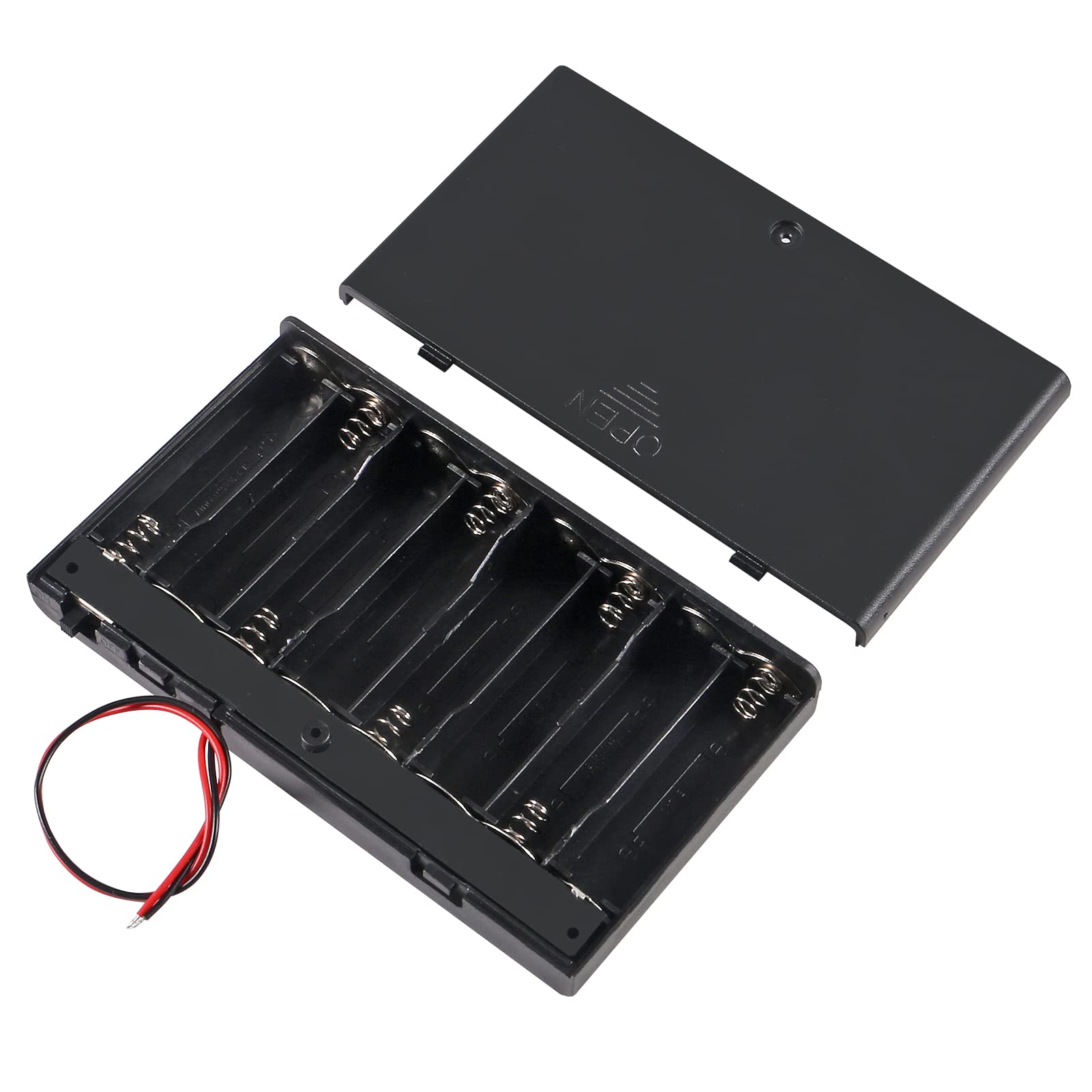 Aitiao 2Pcs 8 X Aa Battery Holder Case Box 8 X 12V Aa Battery Storage Box Battery Container Case With Cover On/Off Switch And Wi