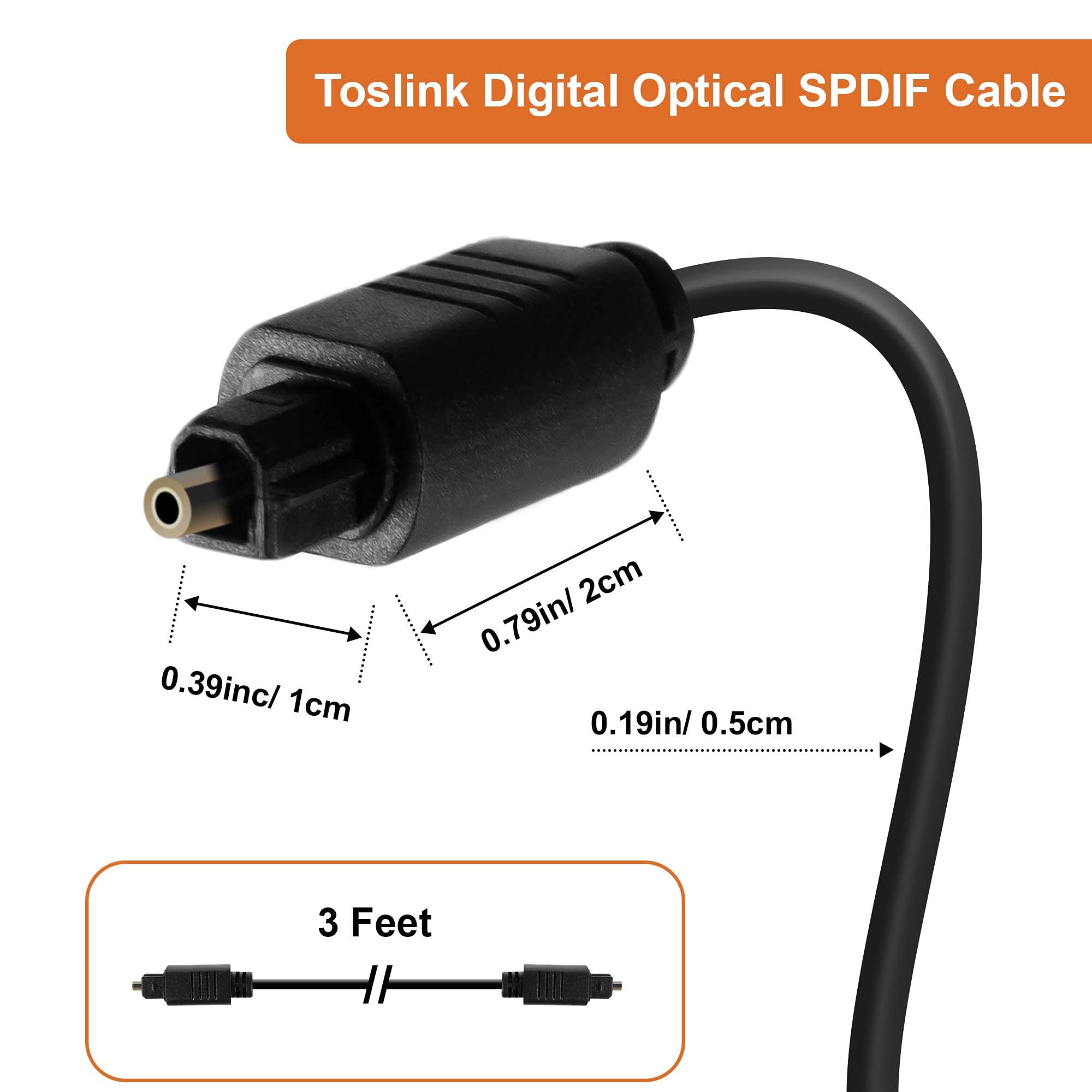 J Tech Digital Toslink Digital Optical Audio Spdif Cable 3Ft
