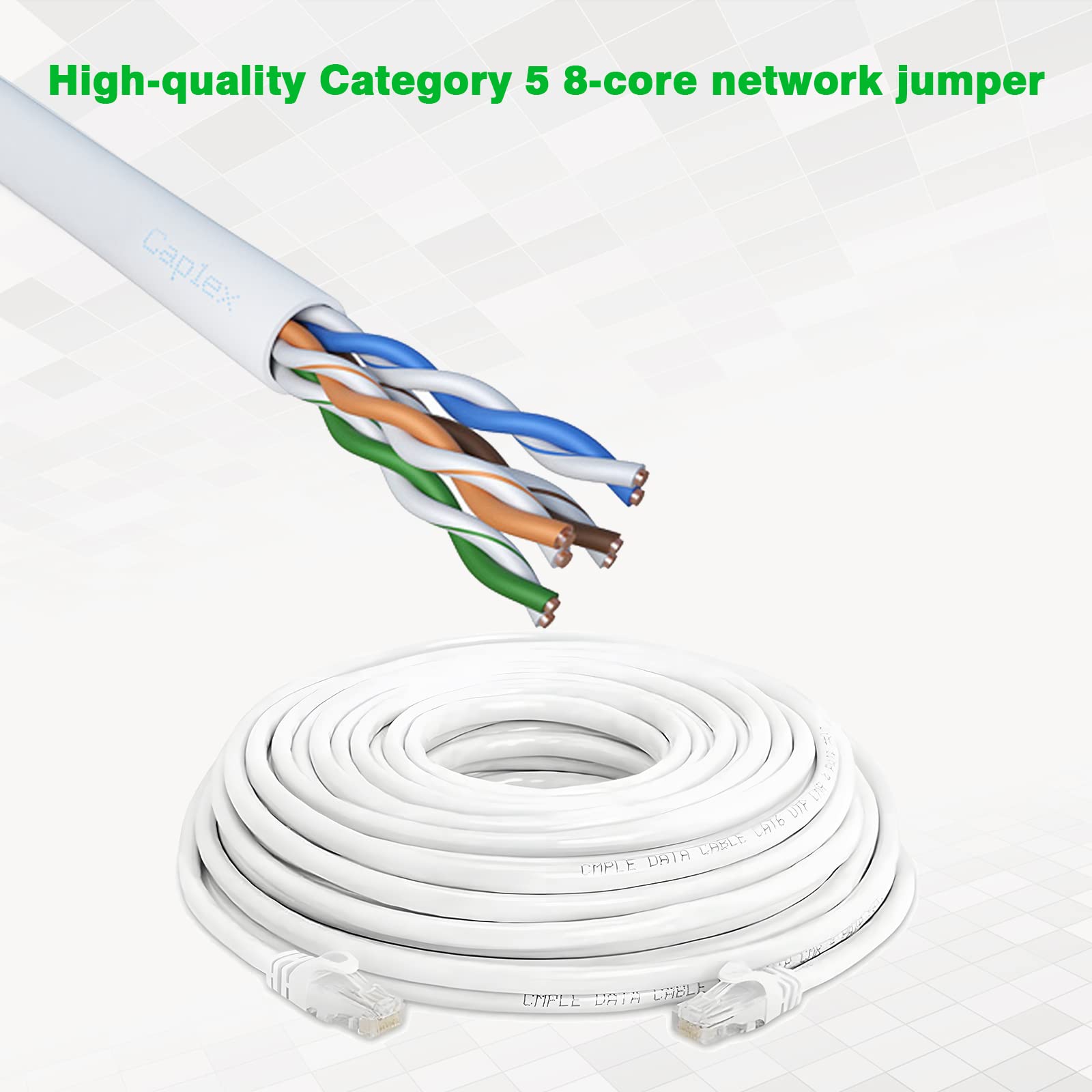 Ultrapoe Cat5E Outdoor Ethernet Cable 100Ft Cat 5E Network Cable, Rj45 Cat5 Ethernet Cable Cord White, 350Mhz / Gigabit Network Utp Lan Cable